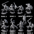 Eight Swinging Dragonborn Flameblades Miniature for Dungeons and Dragons, Pathfinder or other TTRPGs