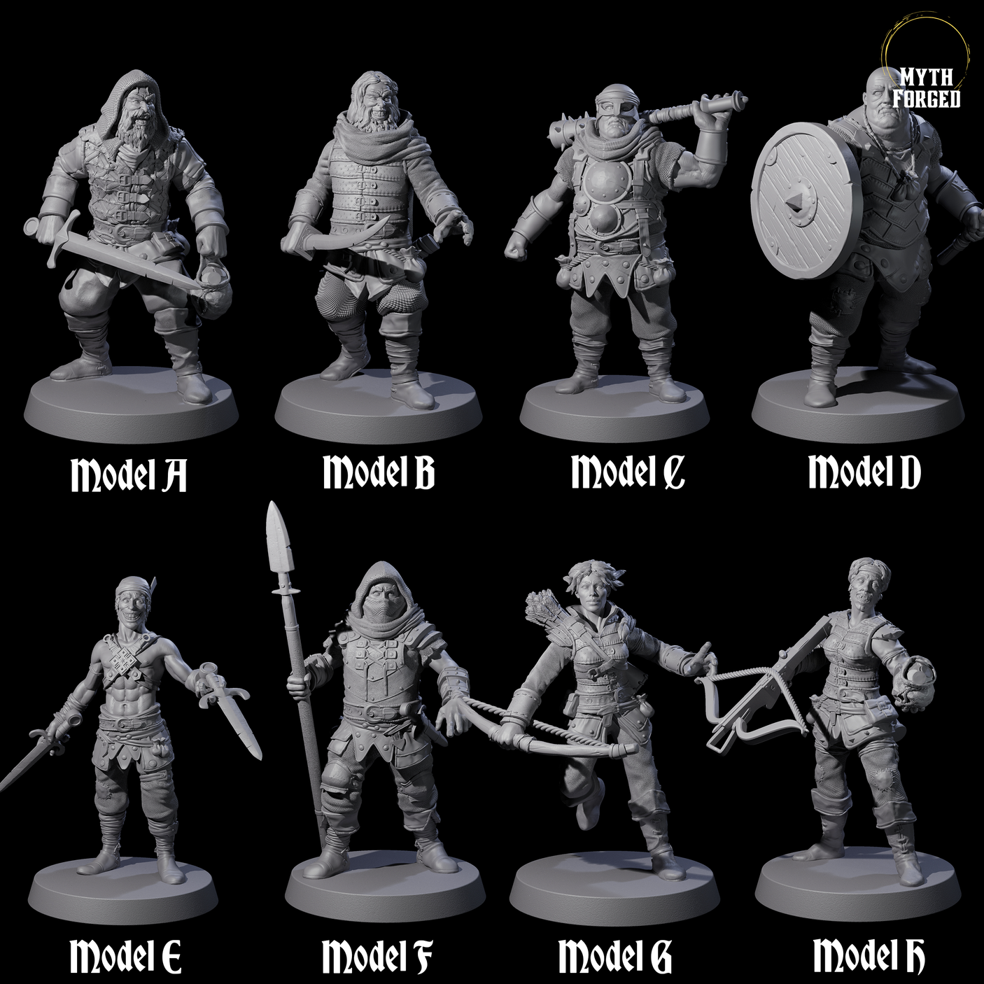 Eight Toothy Bandits Miniature for Dungeons and Dragons, Pathfinder or other TTRPGs