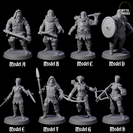 Eight Toothy Bandits Miniature for Dungeons and Dragons, Pathfinder or other TTRPGs