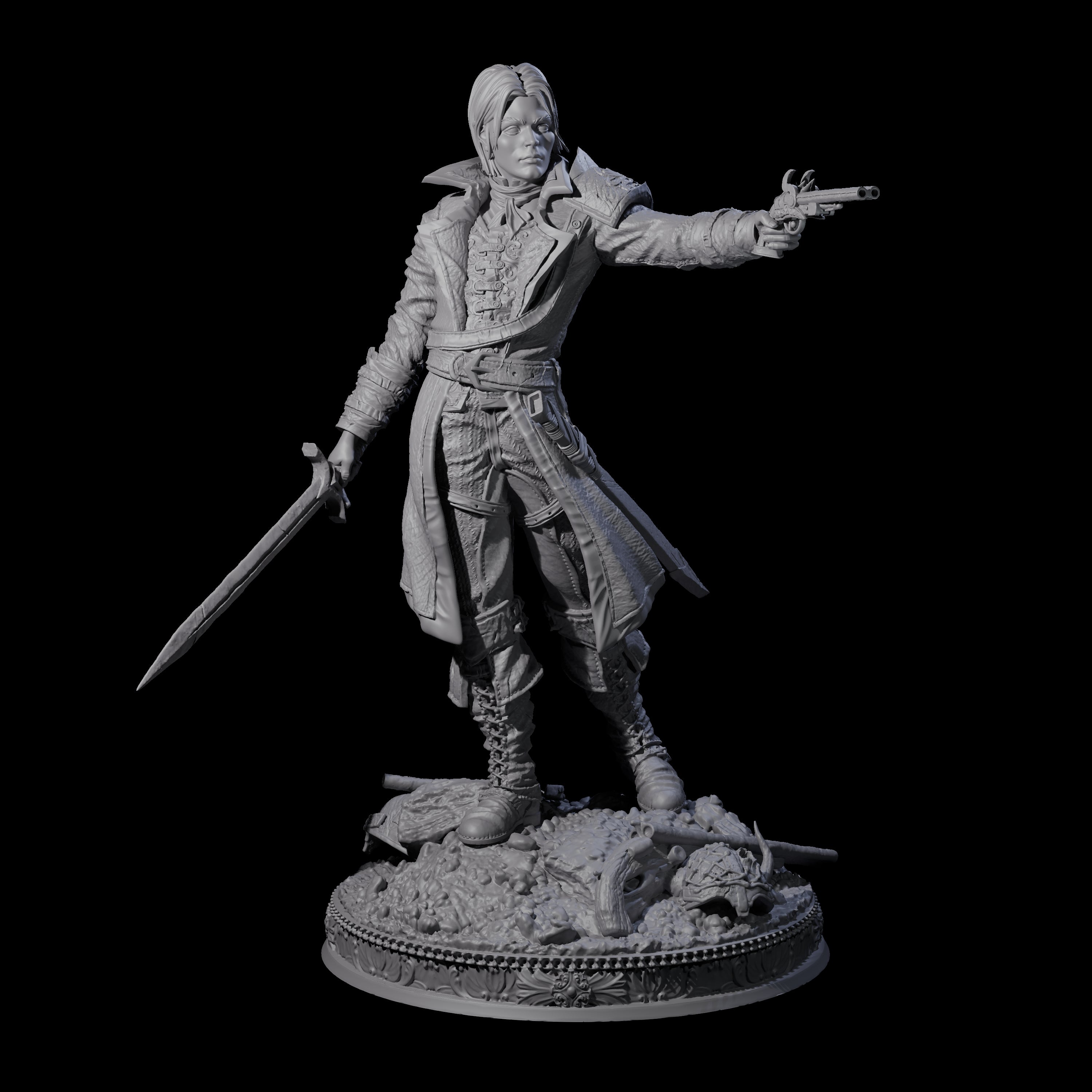 Elegant Gunslinger Miniature for Dungeons and Dragons, Pathfinder or other TTRPGs