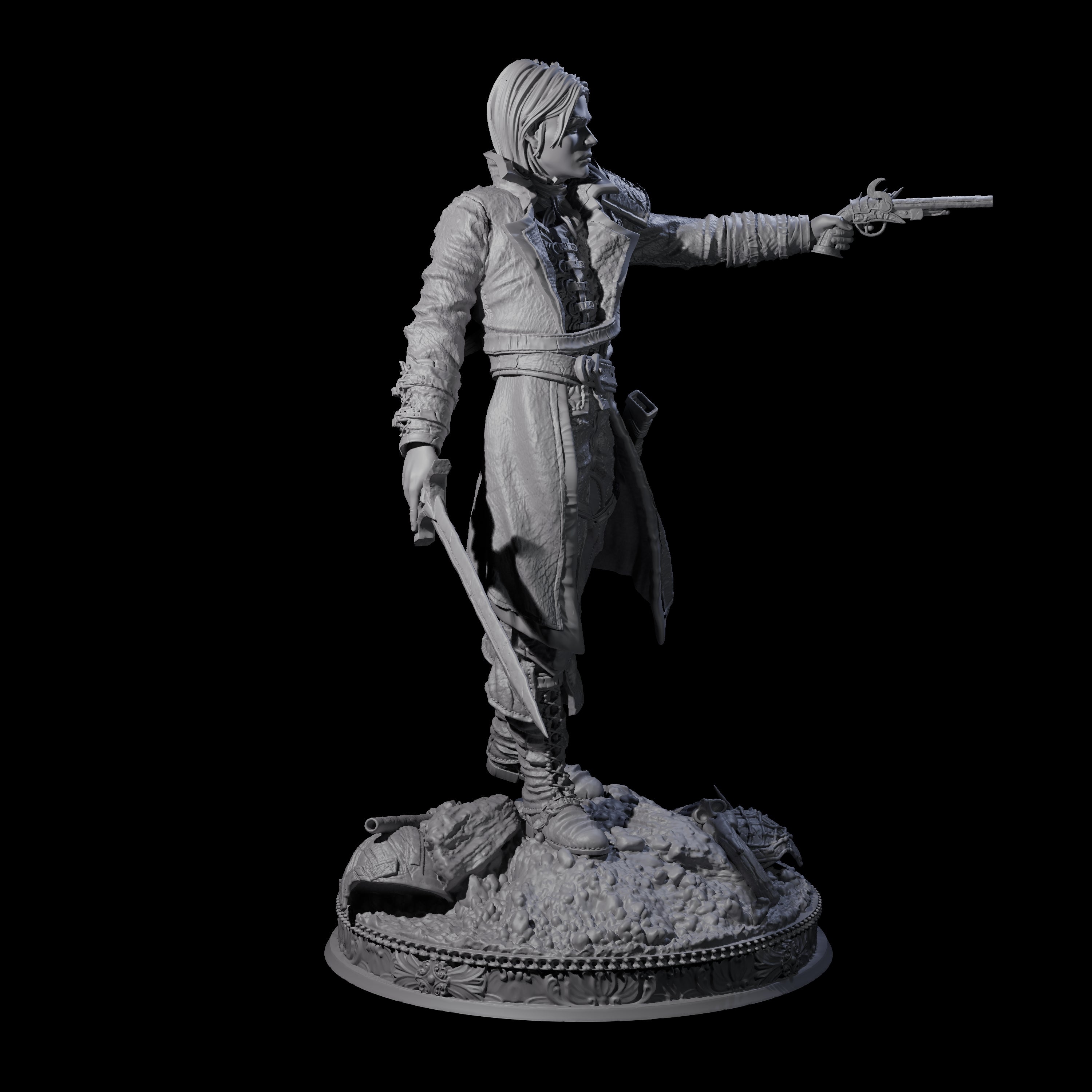 Elegant Gunslinger Miniature for Dungeons and Dragons, Pathfinder or other TTRPGs