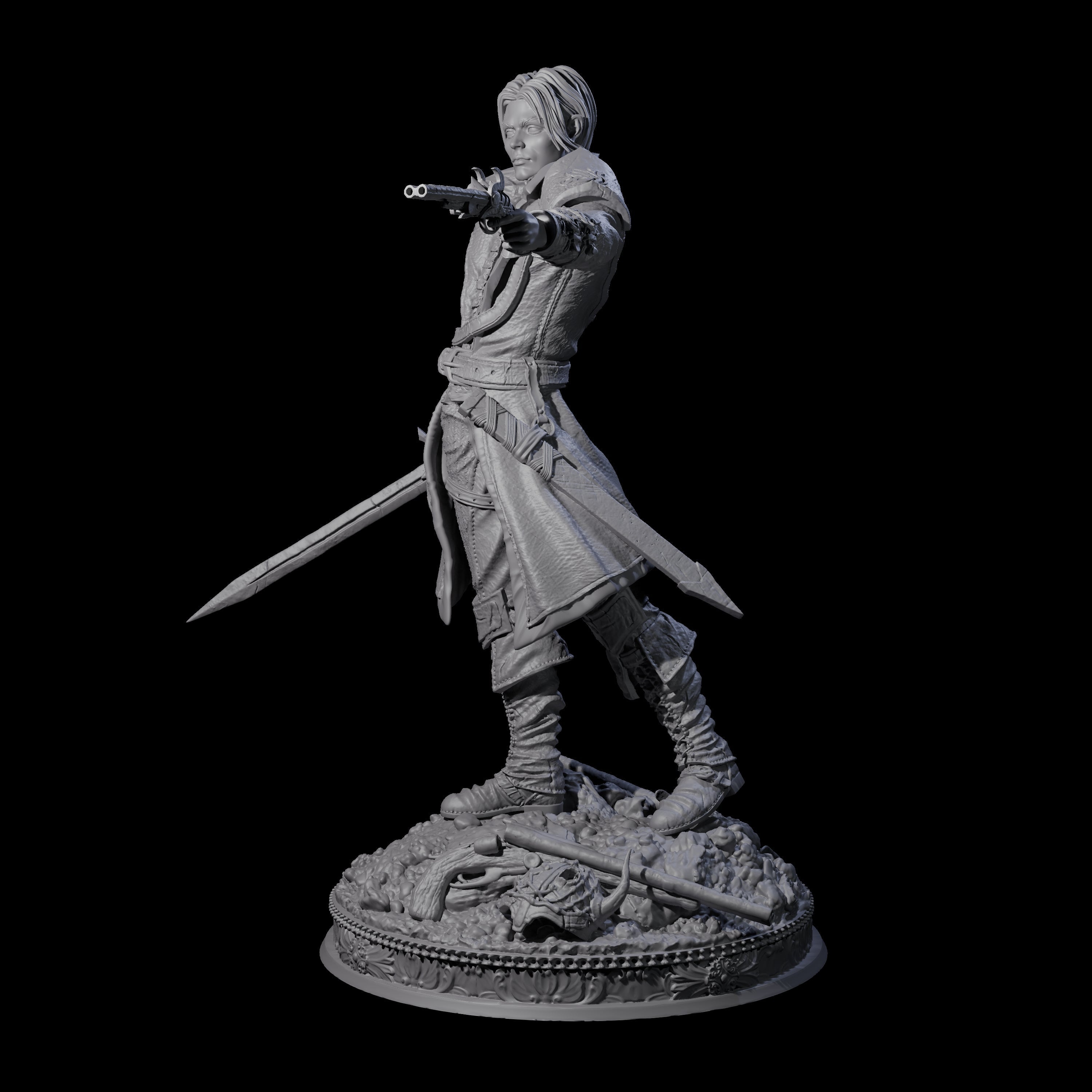 Elegant Gunslinger Miniature for Dungeons and Dragons, Pathfinder or other TTRPGs