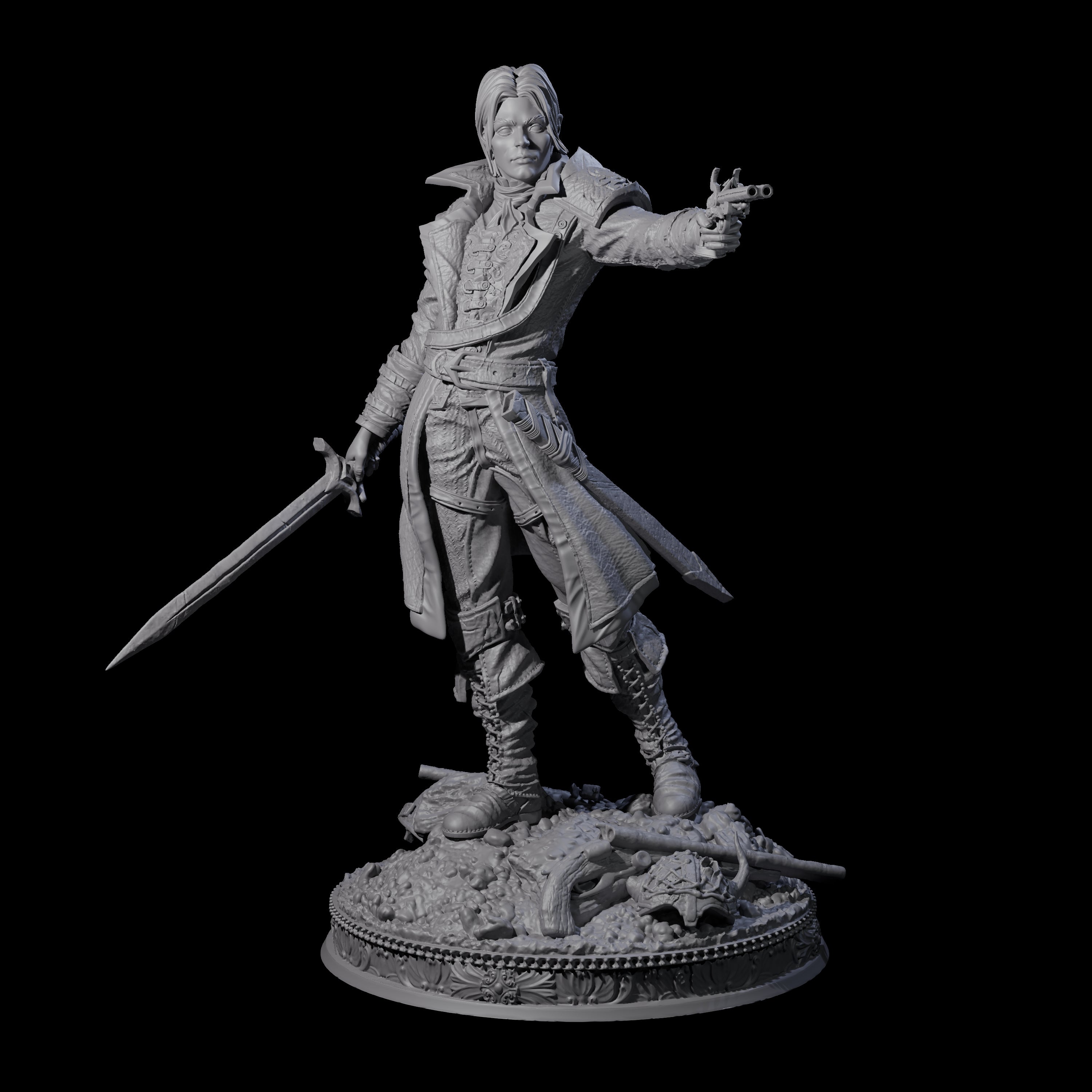 Elegant Gunslinger Miniature for Dungeons and Dragons, Pathfinder or other TTRPGs