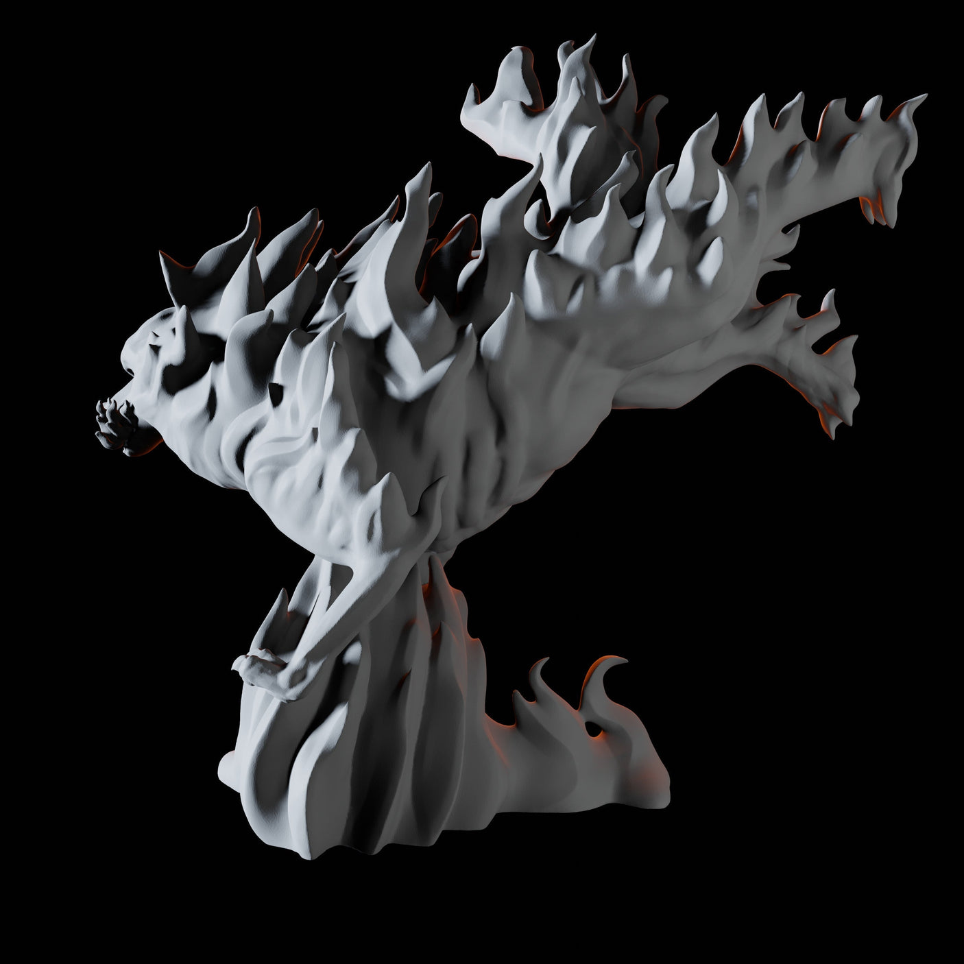 Elemental Fire Wolf Miniature for Dungeons and Dragons, Pathfinder or other TTRPGs