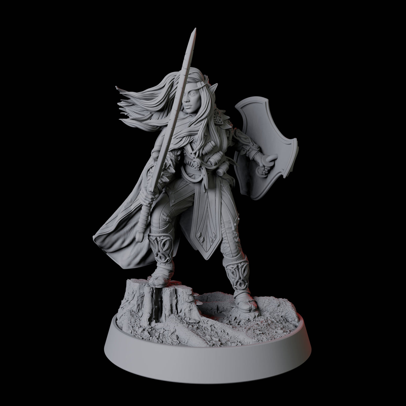 Elf Fighter Miniature for Dungeons and Dragons, Pathfinder or other TTRPGs