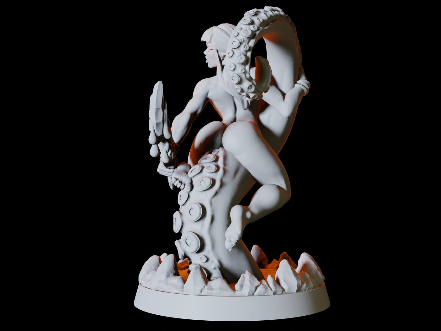 Elf on Tentacle Pin-up Miniature for Dungeons and Dragons, Pathfinder or other TTRPGs