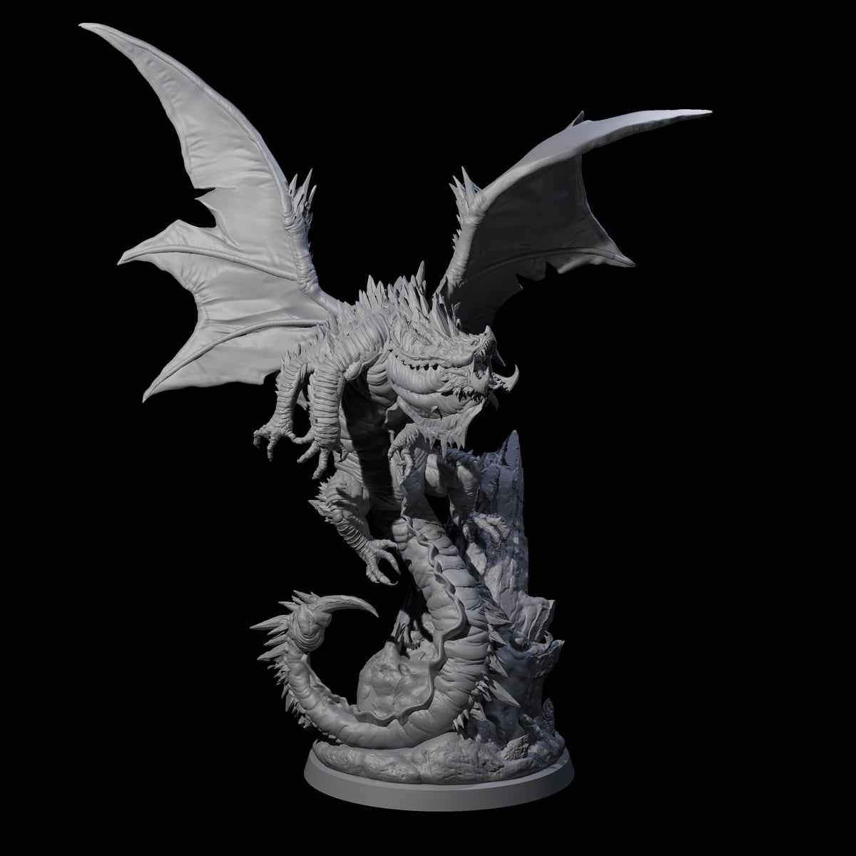 Enraged Crouching Dragon Miniature for Dungeons and Dragons, Pathfinder or other TTRPGs