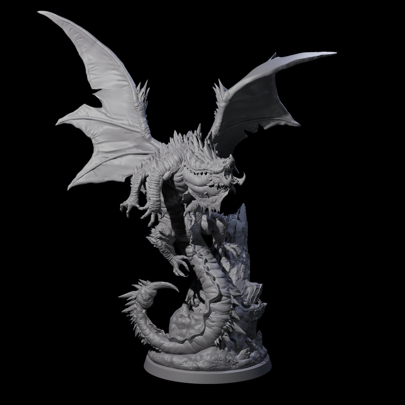 Enraged Crouching Dragon Miniature for Dungeons and Dragons, Pathfinder or other TTRPGs