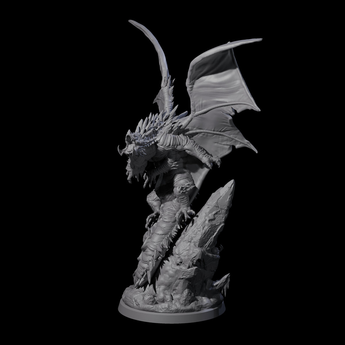 Enraged Crouching Dragon Miniature for Dungeons and Dragons, Pathfinder or other TTRPGs