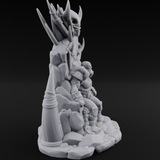 Enthroned Orc Warlord Miniature for Dungeons and Dragons, Pathfinder or other TTRPGs