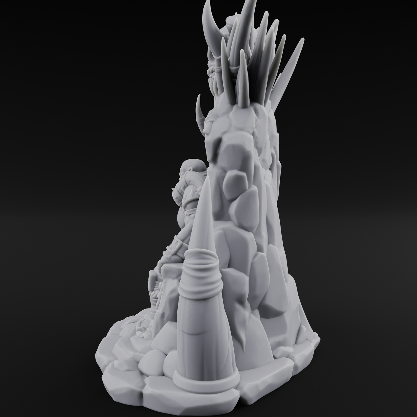 Enthroned Orc Warlord Miniature for Dungeons and Dragons, Pathfinder or other TTRPGs