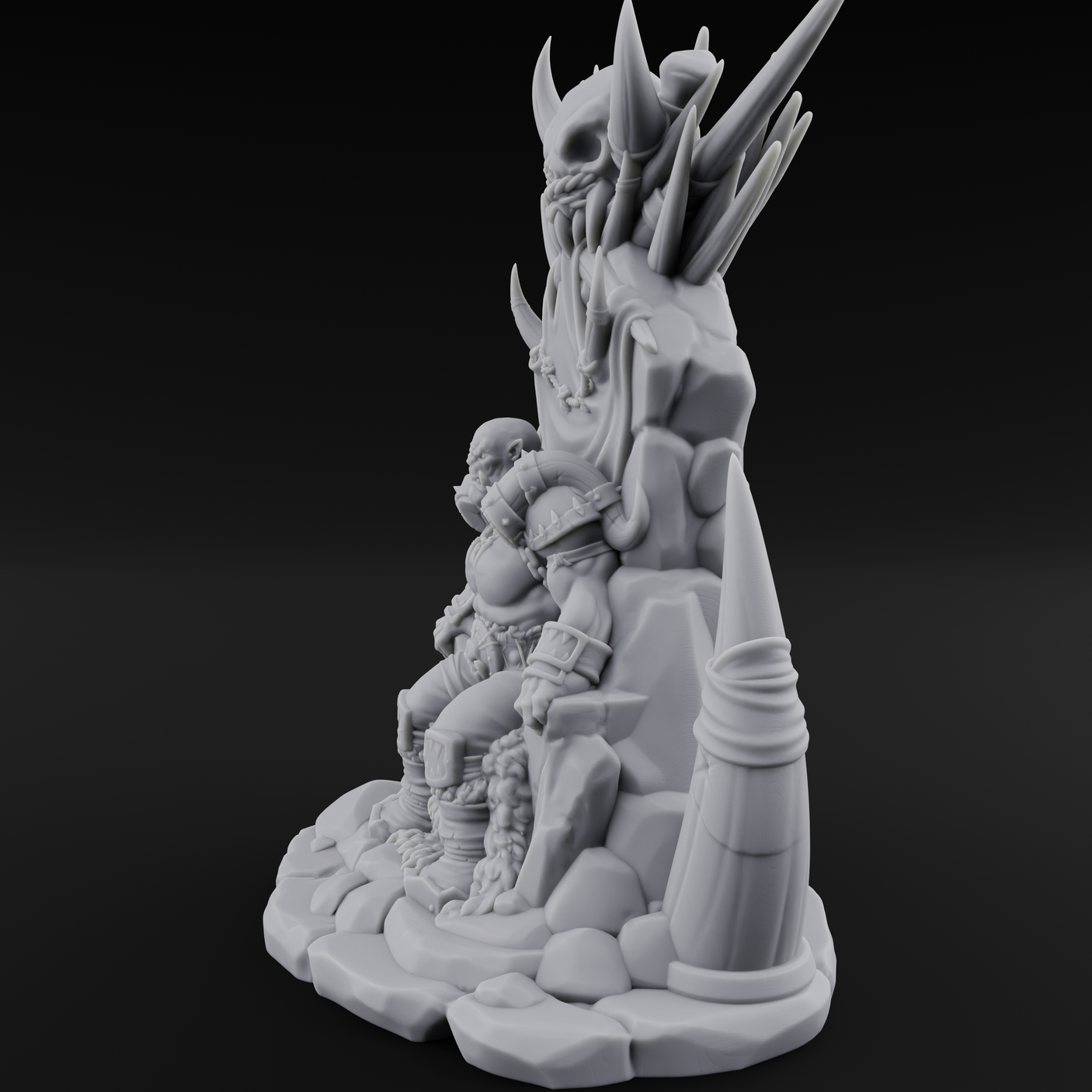 Enthroned Orc Warlord Miniature for Dungeons and Dragons, Pathfinder or other TTRPGs