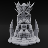 Enthroned Orc Warlord Miniature for Dungeons and Dragons, Pathfinder or other TTRPGs