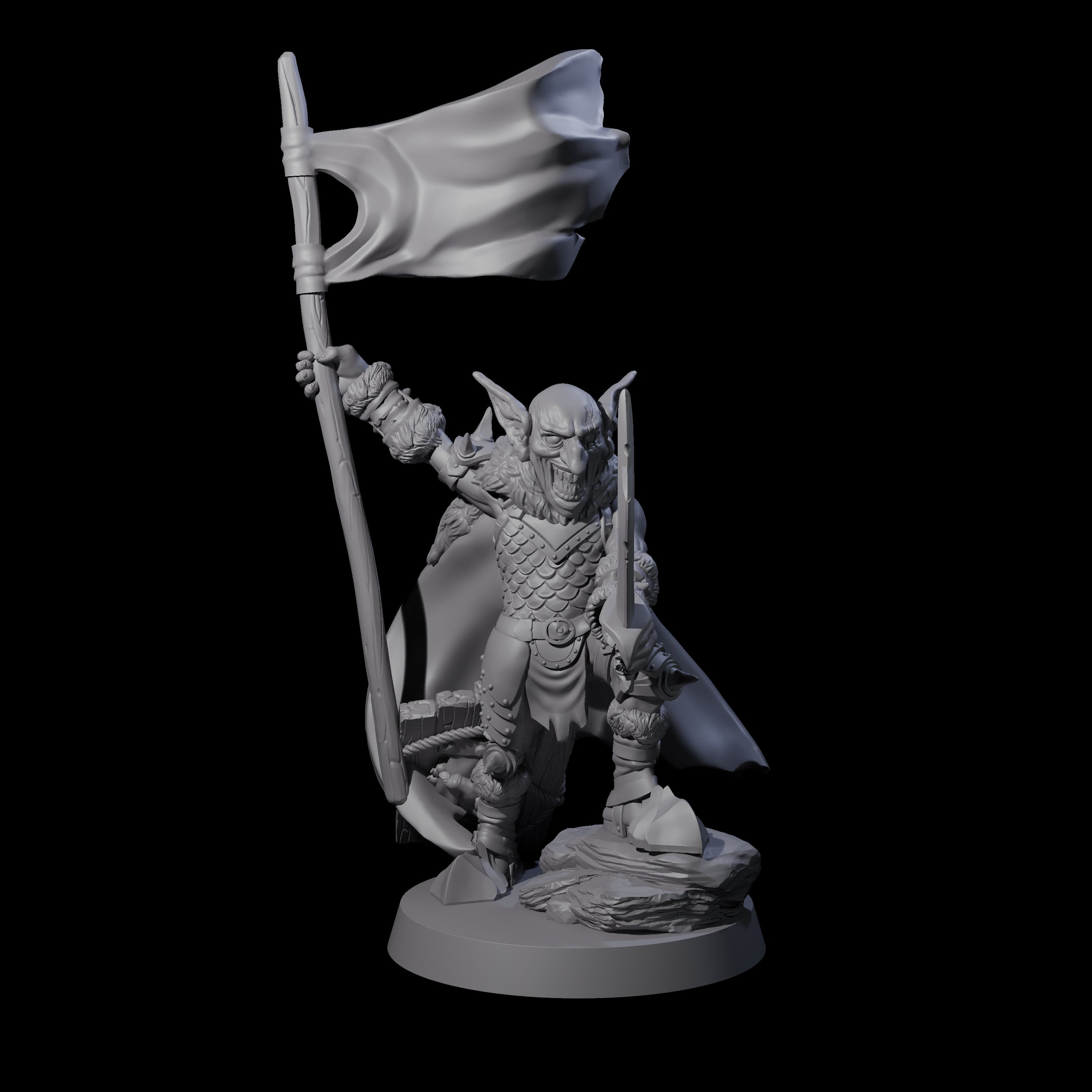 Evil Grinning Goblin Commander Miniature for Dungeons and Dragons, Pathfinder or other TTRPGs