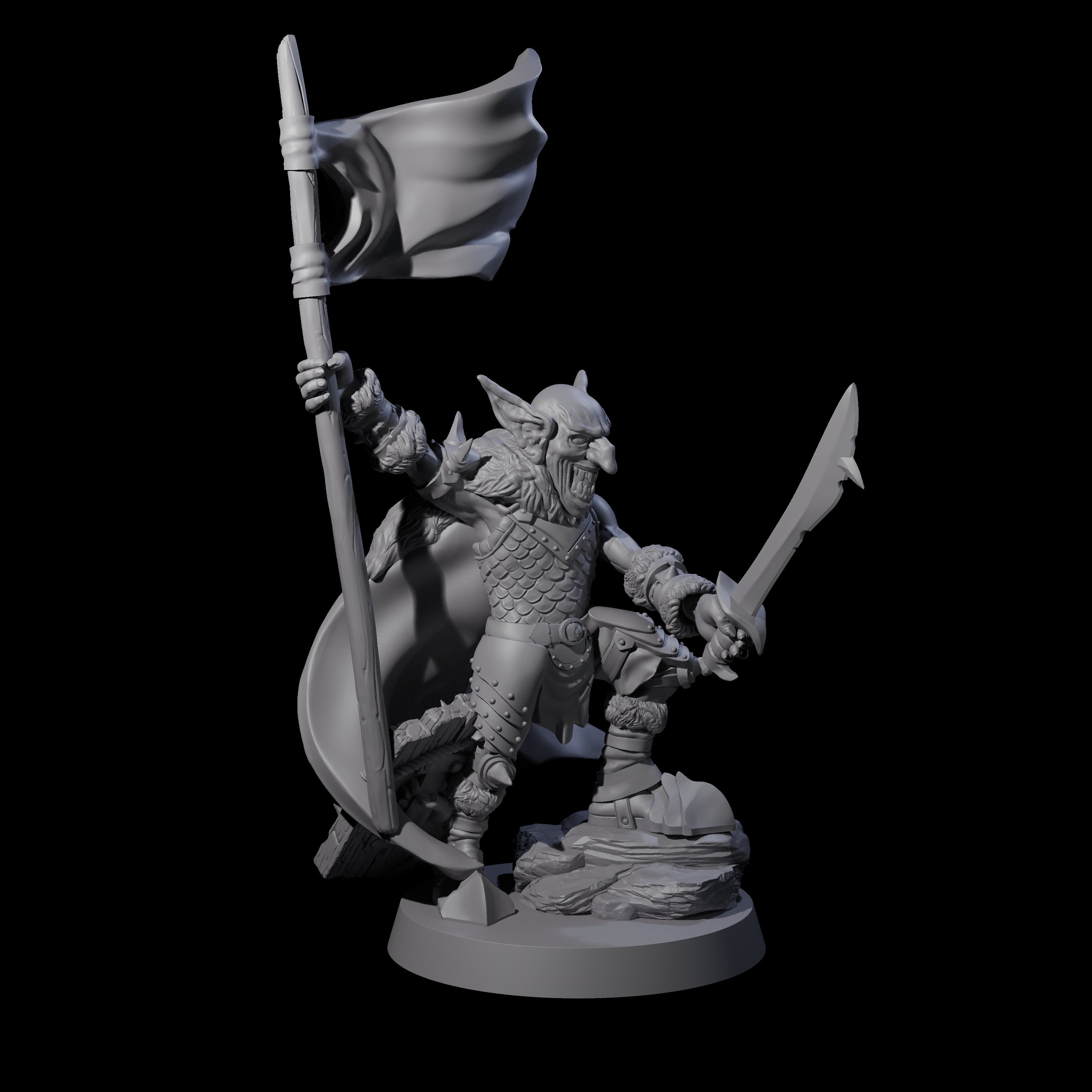 Evil Grinning Goblin Commander Miniature for Dungeons and Dragons, Pathfinder or other TTRPGs
