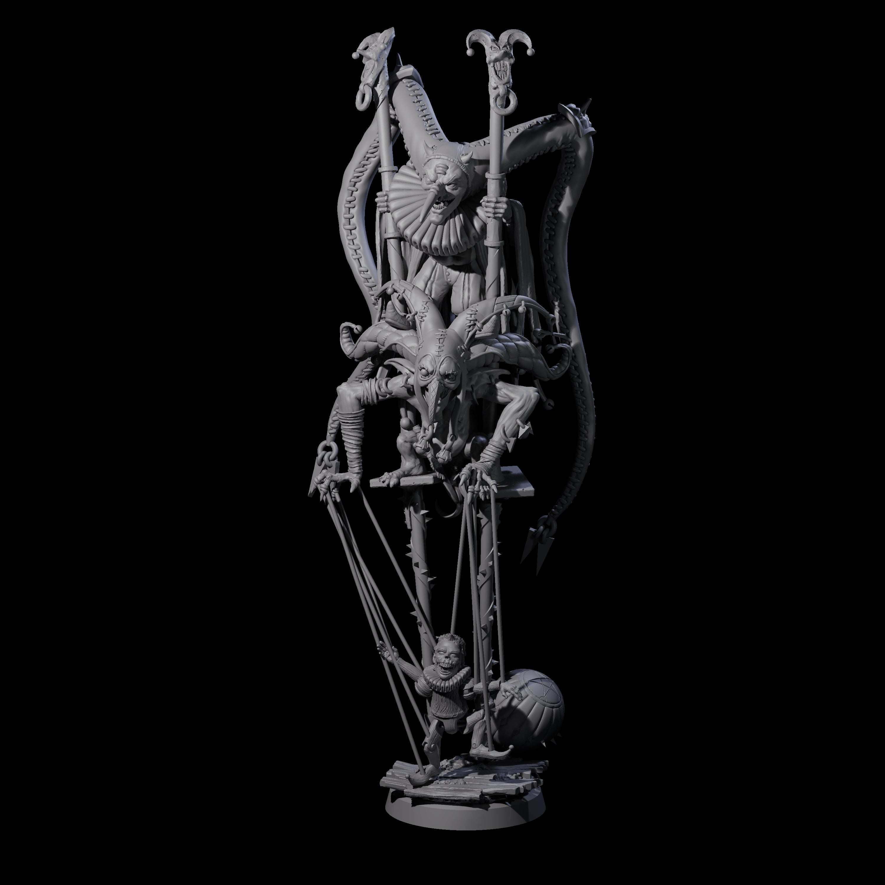 Evil Puppeteering Jesters Miniature for Dungeons and Dragons, Pathfinder or other TTRPGs