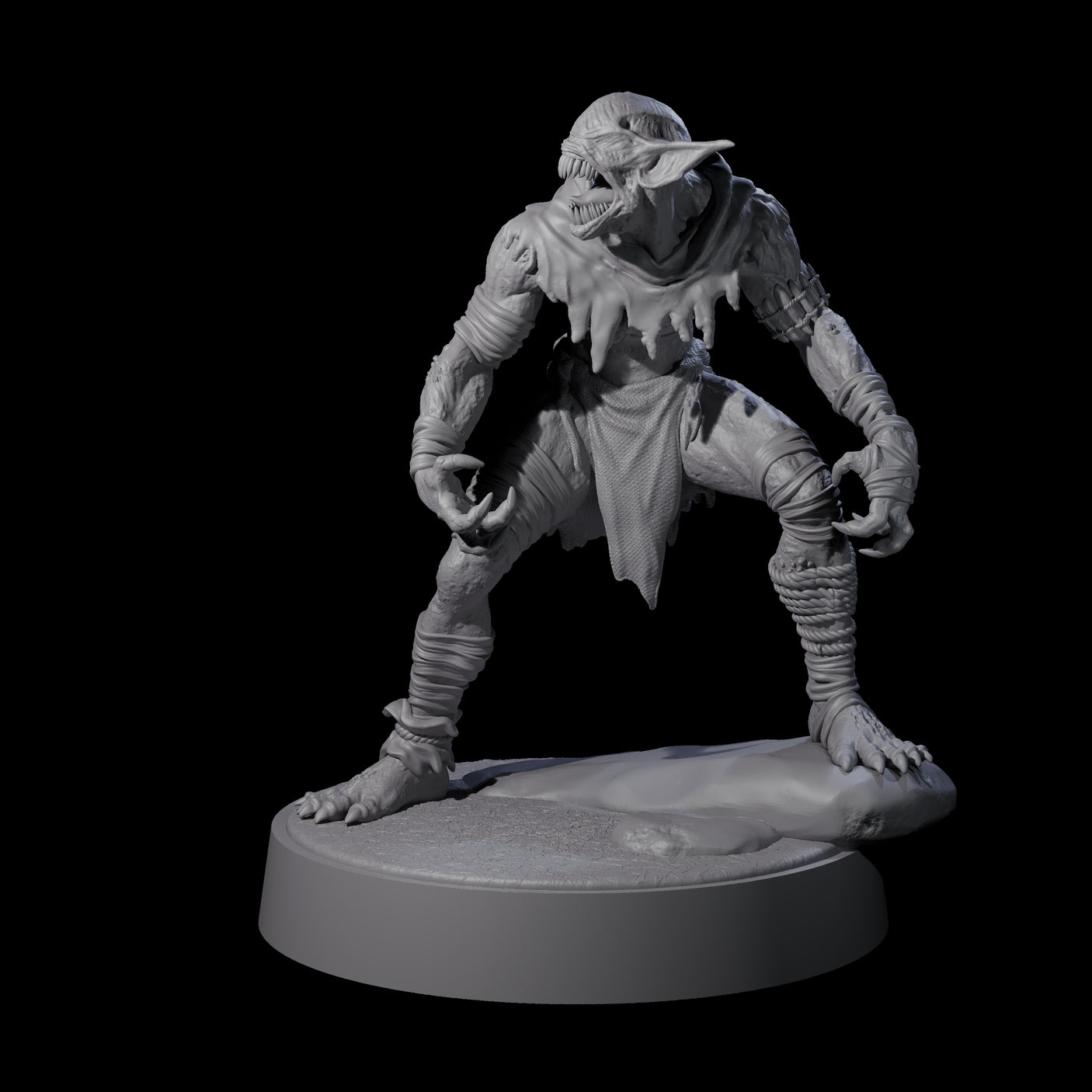 Eyeless Morlock Wretch C Miniature for Dungeons and Dragons, Pathfinder or other TTRPGs