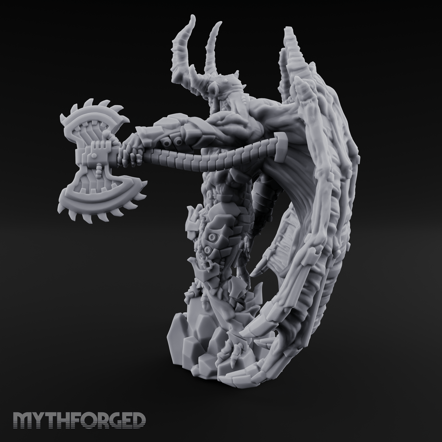 Wings Spread Menacing Demon Lord Miniature for Dungeons and Dragons, Pathfinder or other TTRPGs