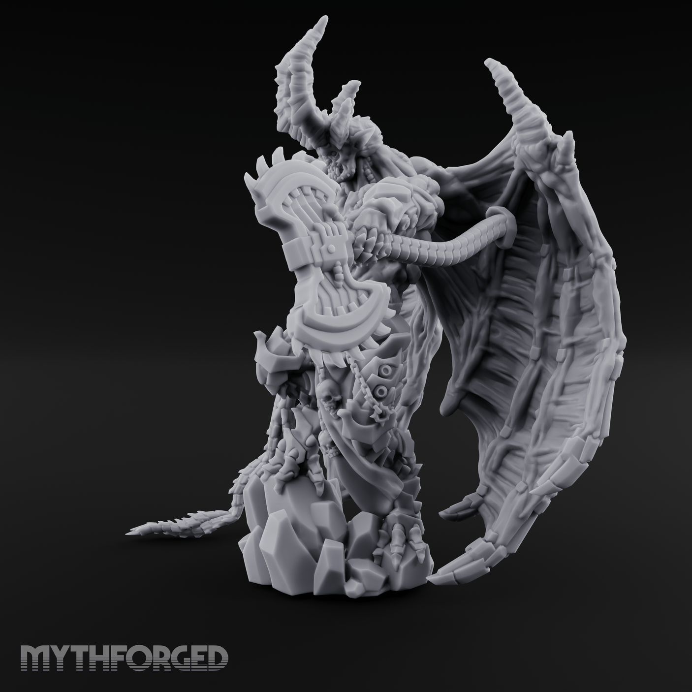 Wings Spread Menacing Demon Lord Miniature for Dungeons and Dragons, Pathfinder or other TTRPGs