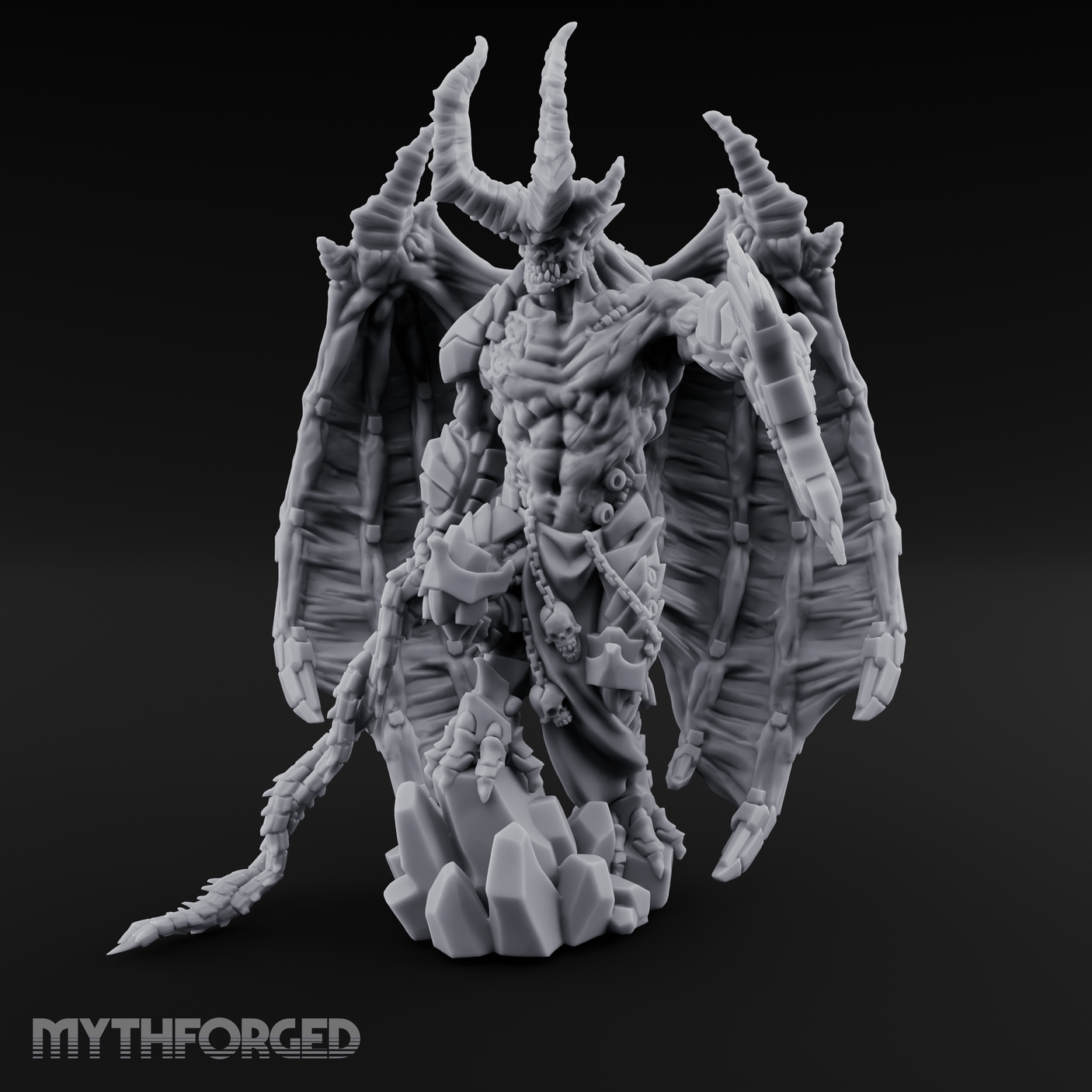 Wings Spread Menacing Demon Lord Miniature for Dungeons and Dragons, Pathfinder or other TTRPGs