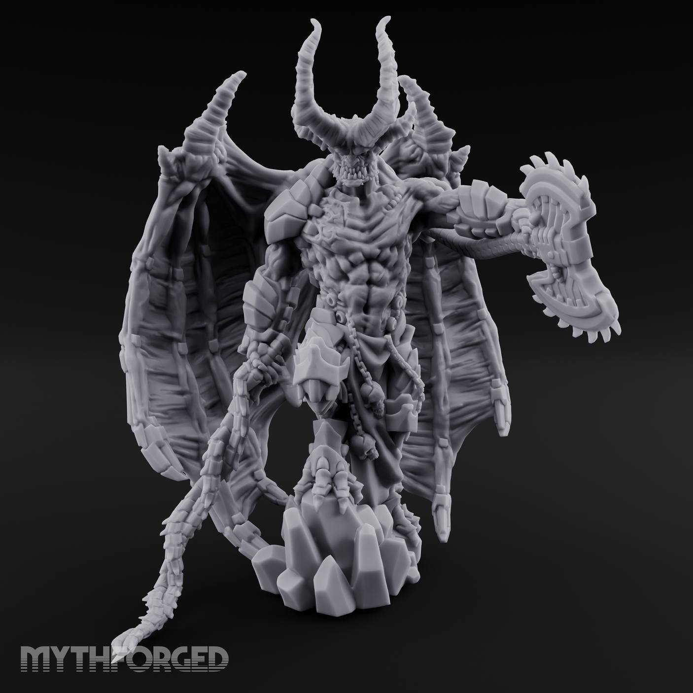 Wings Spread Menacing Demon Lord Miniature for Dungeons and Dragons, Pathfinder or other TTRPGs