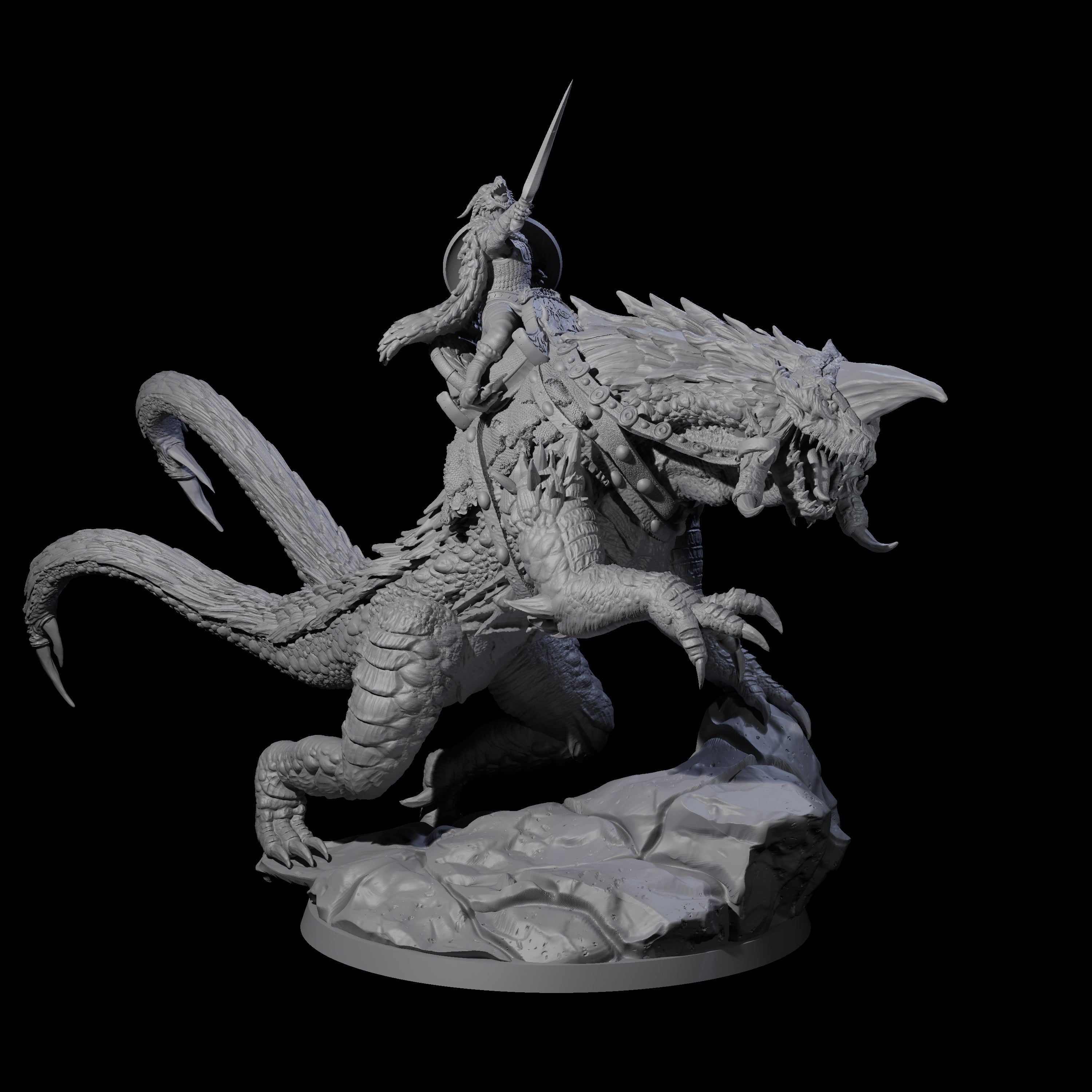 Fearless Kobold General on Siege Drake Miniature for Dungeons and Dragons, Pathfinder or other TTRPGs