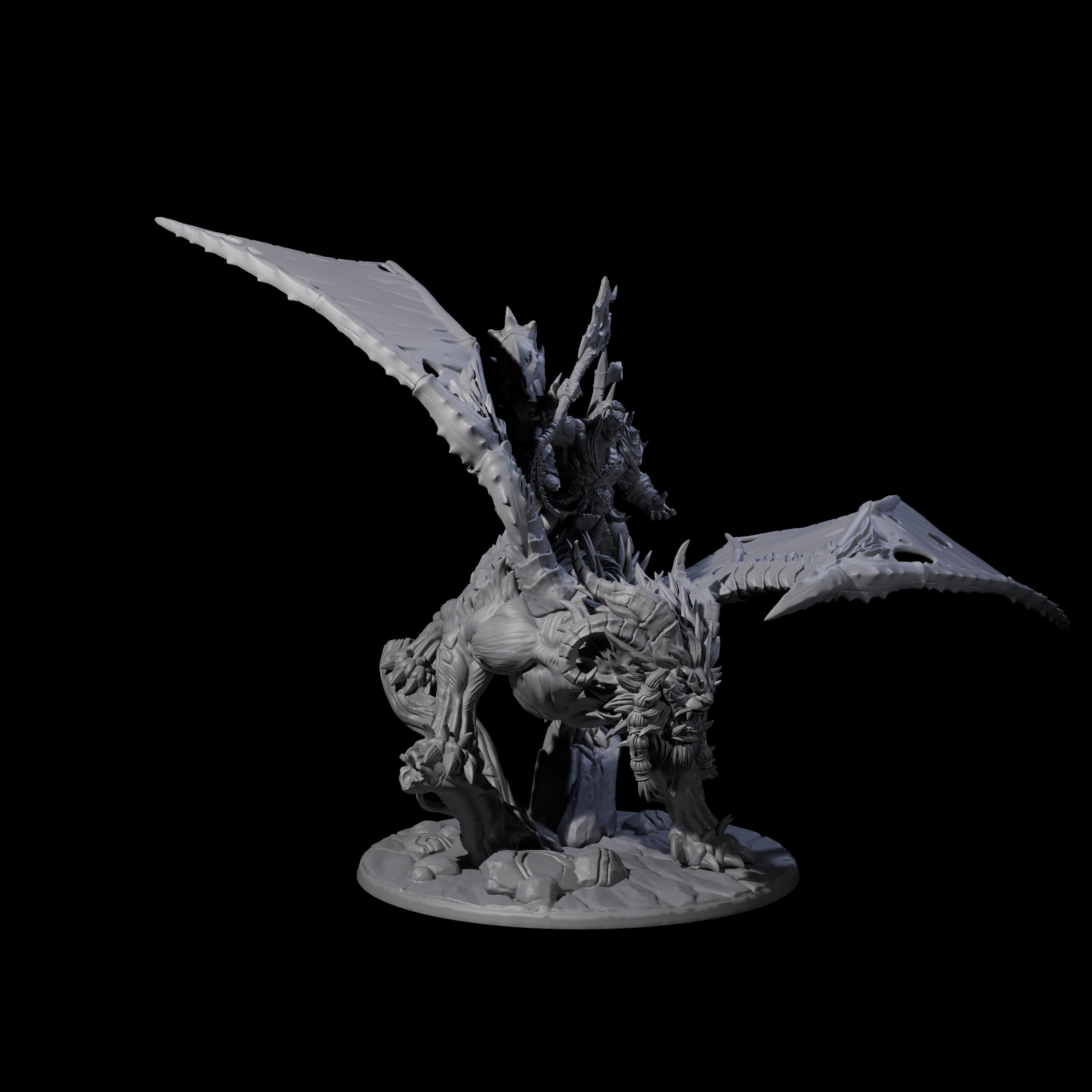 Fearsome Orc Leader Riding a Manticore Miniature for Dungeons and Dragons, Pathfinder or other TTRPGs