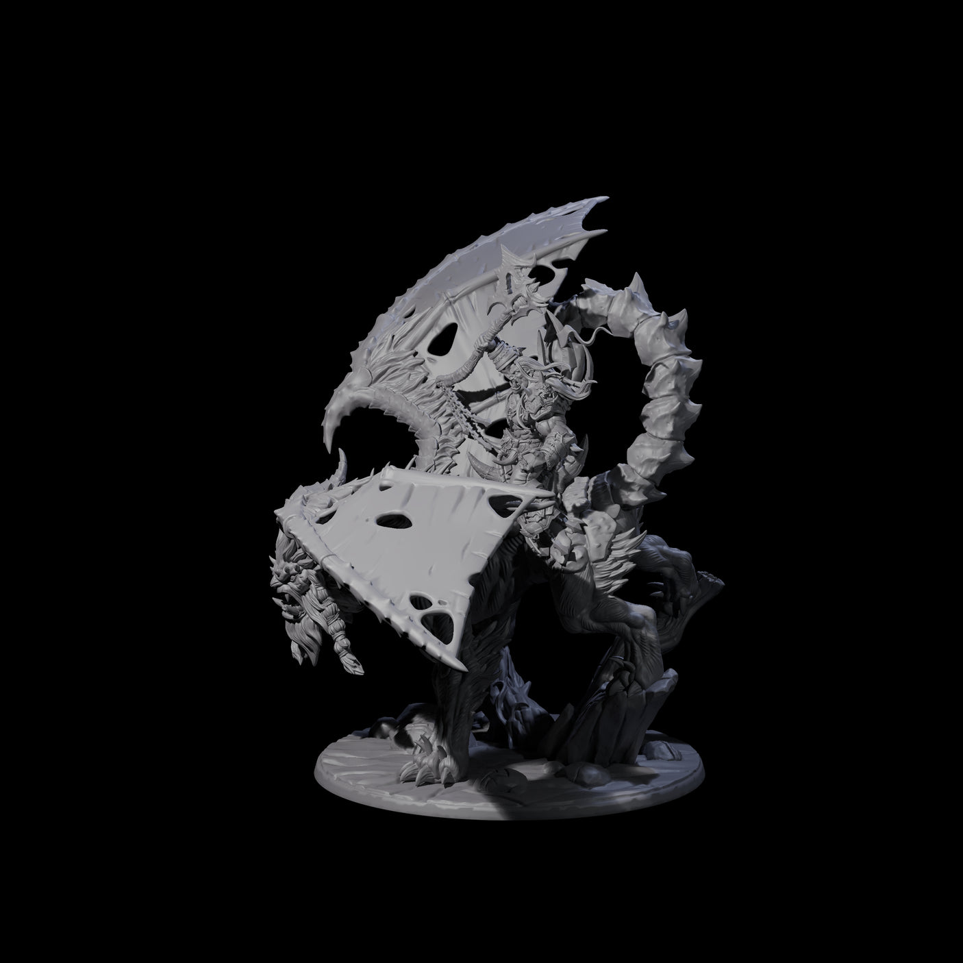 Fearsome Orc Leader Riding a Manticore Miniature for Dungeons and Dragons, Pathfinder or other TTRPGs