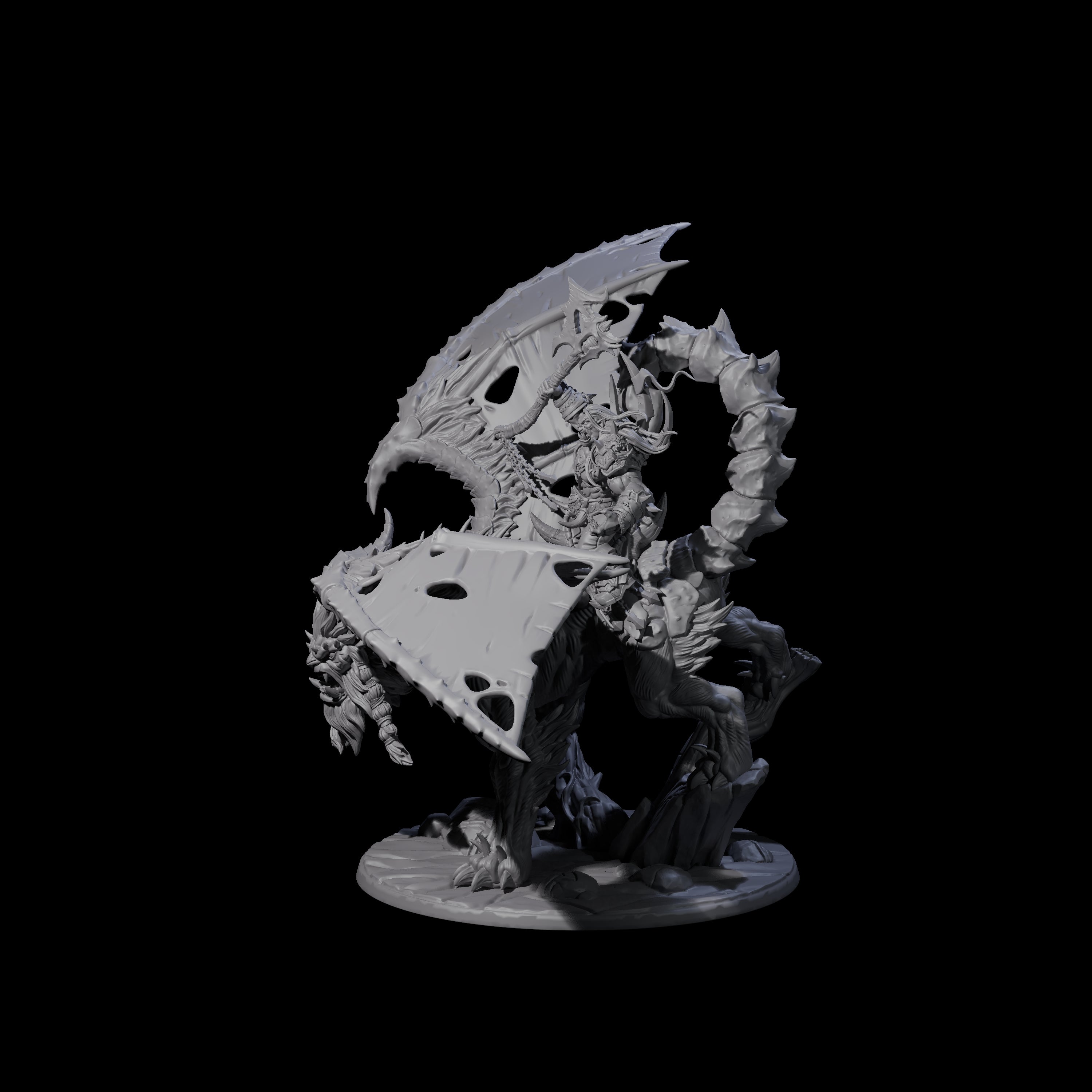 Fearsome Orc Leader Riding a Manticore Miniature for Dungeons and Dragons, Pathfinder or other TTRPGs