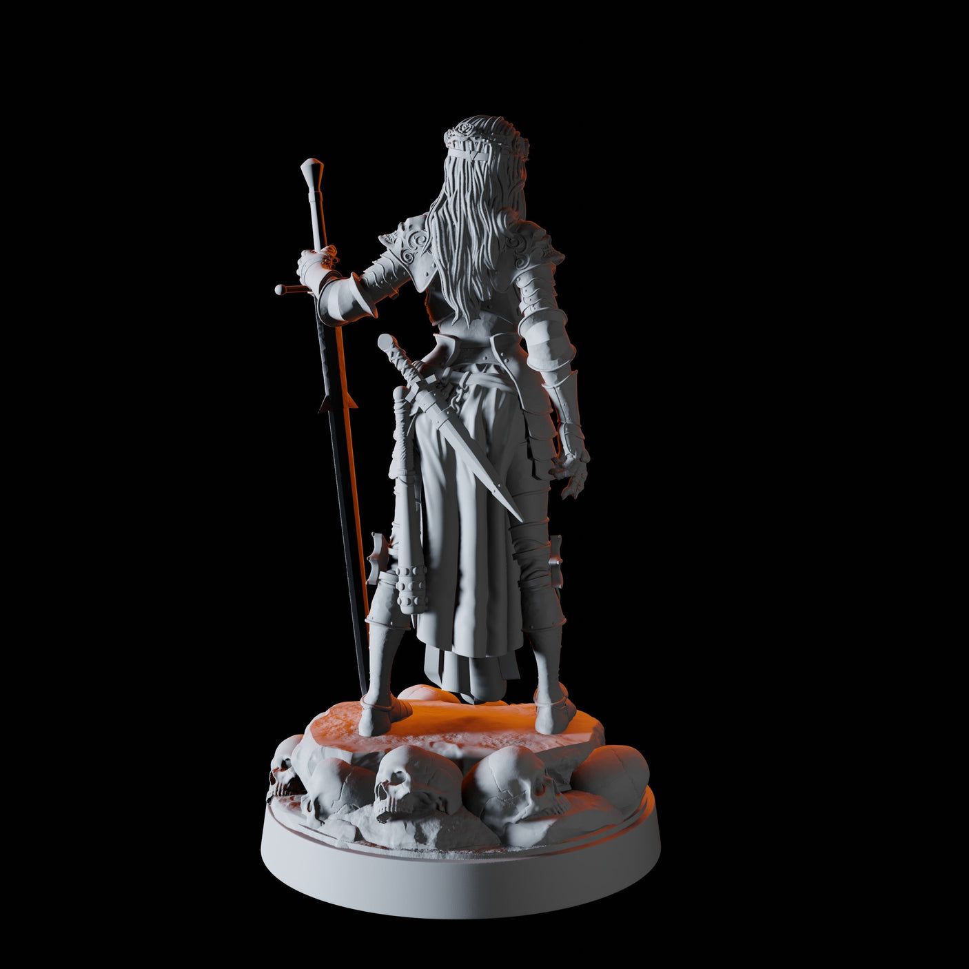 Female Death Paladin Miniature for Dungeons and Dragons, Pathfinder or other TTRPGs
