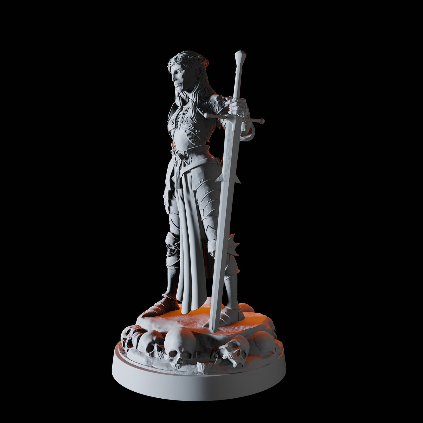 Female Death Paladin Miniature for Dungeons and Dragons, Pathfinder or other TTRPGs