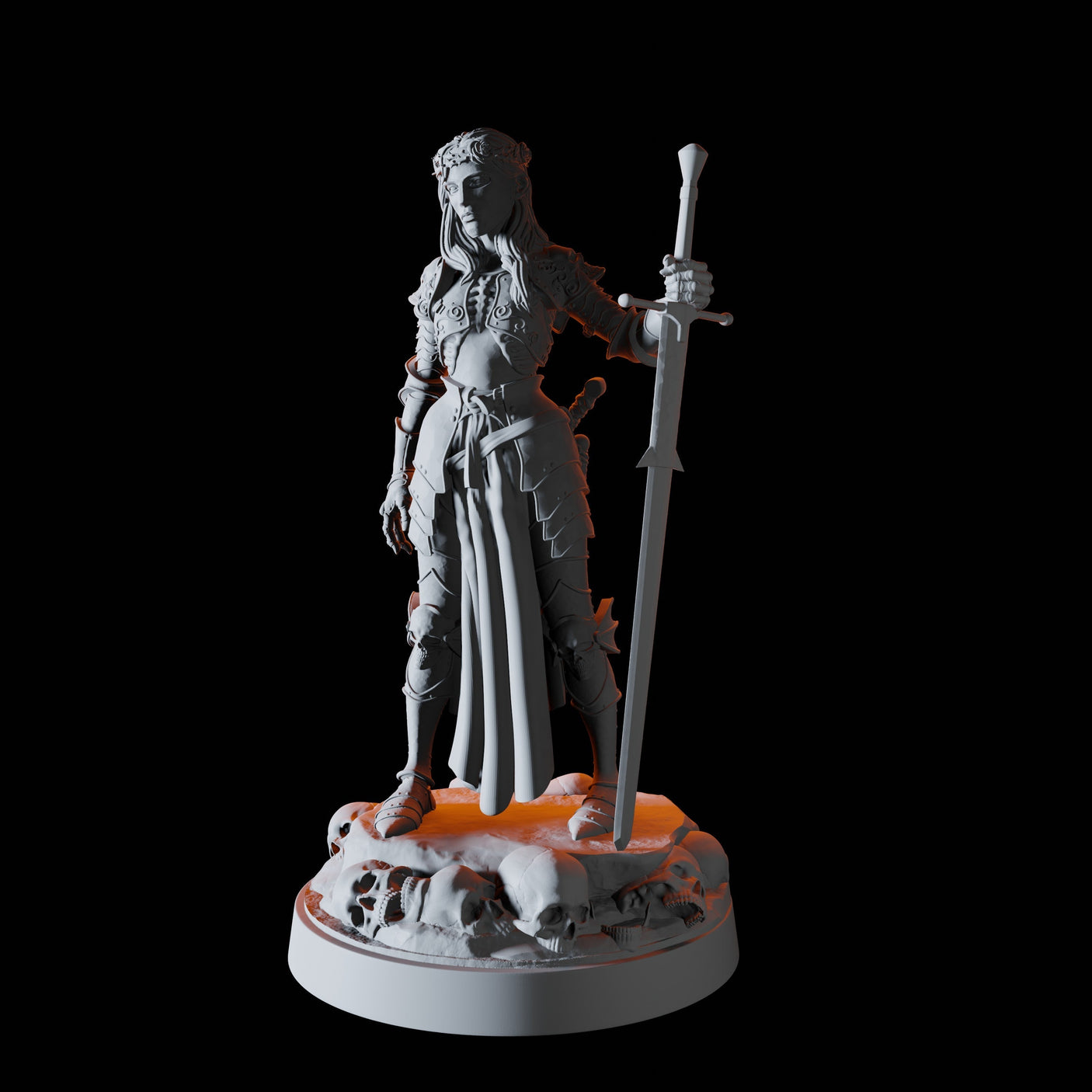 Female Death Paladin Miniature for Dungeons and Dragons, Pathfinder or other TTRPGs