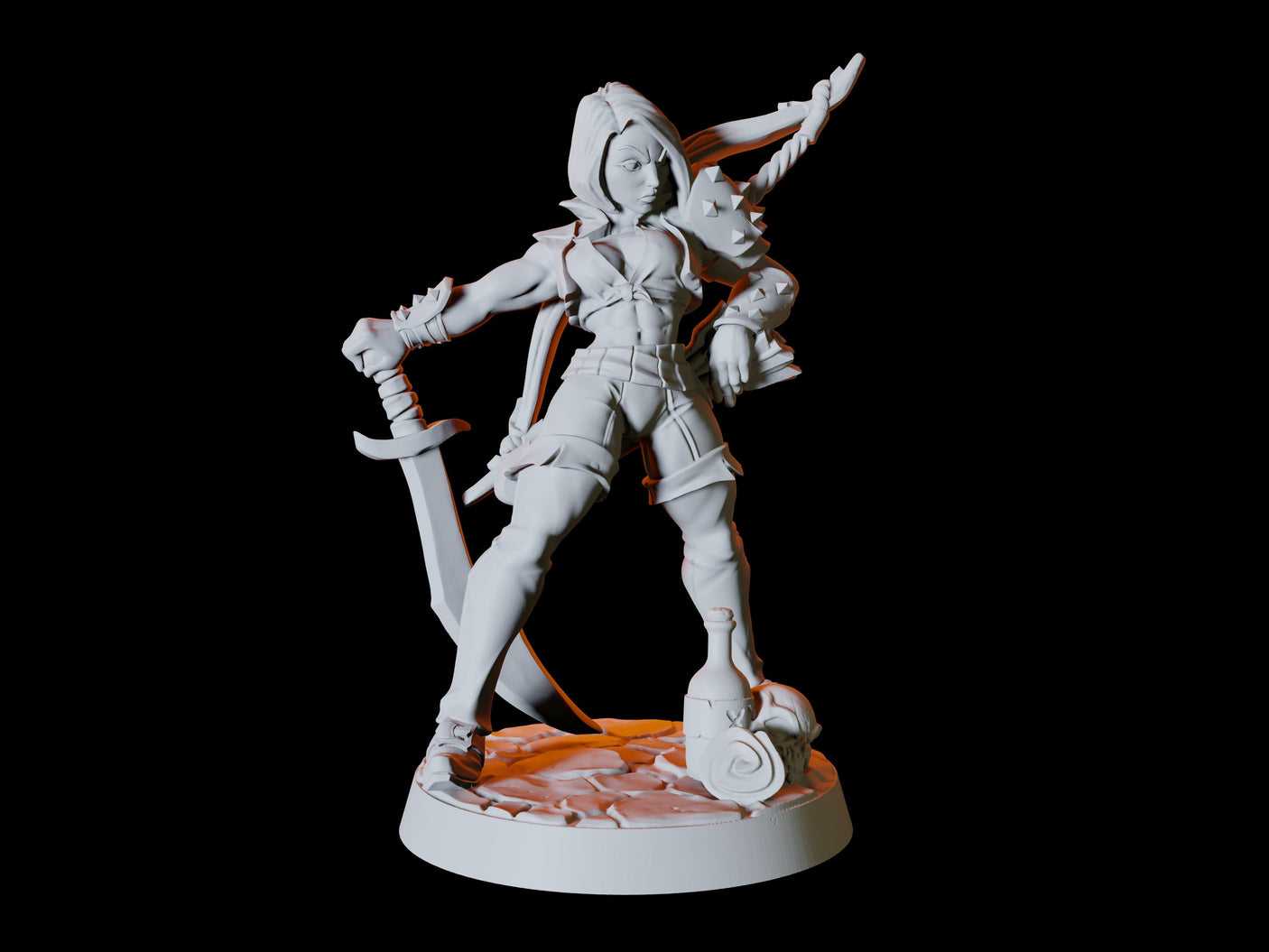 Female Elf Warrior Miniature for Dungeons and Dragons, Pathfinder or other TTRPGs