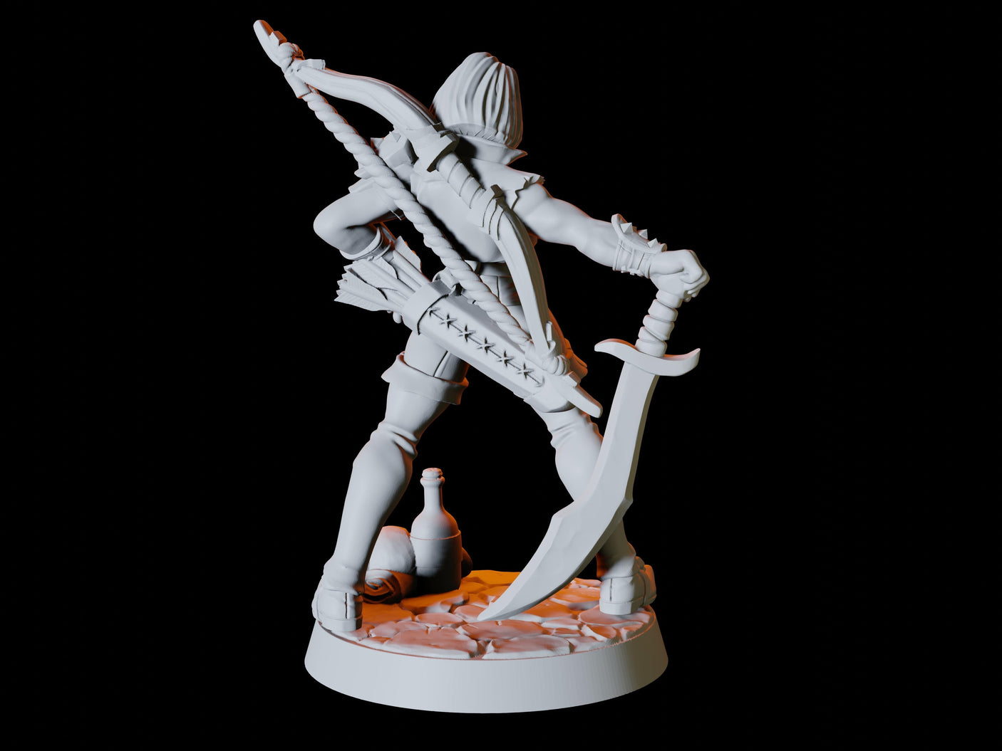 Female Elf Warrior Miniature for Dungeons and Dragons, Pathfinder or other TTRPGs