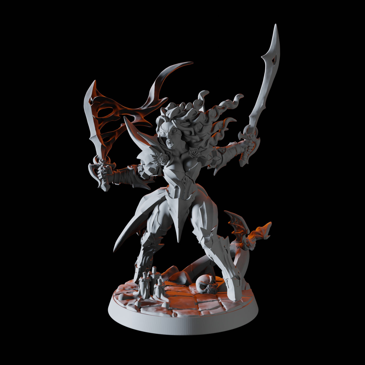 Female Vampire Warrior Miniature for Dungeons and Dragons, Pathfinder or other TTRPGs