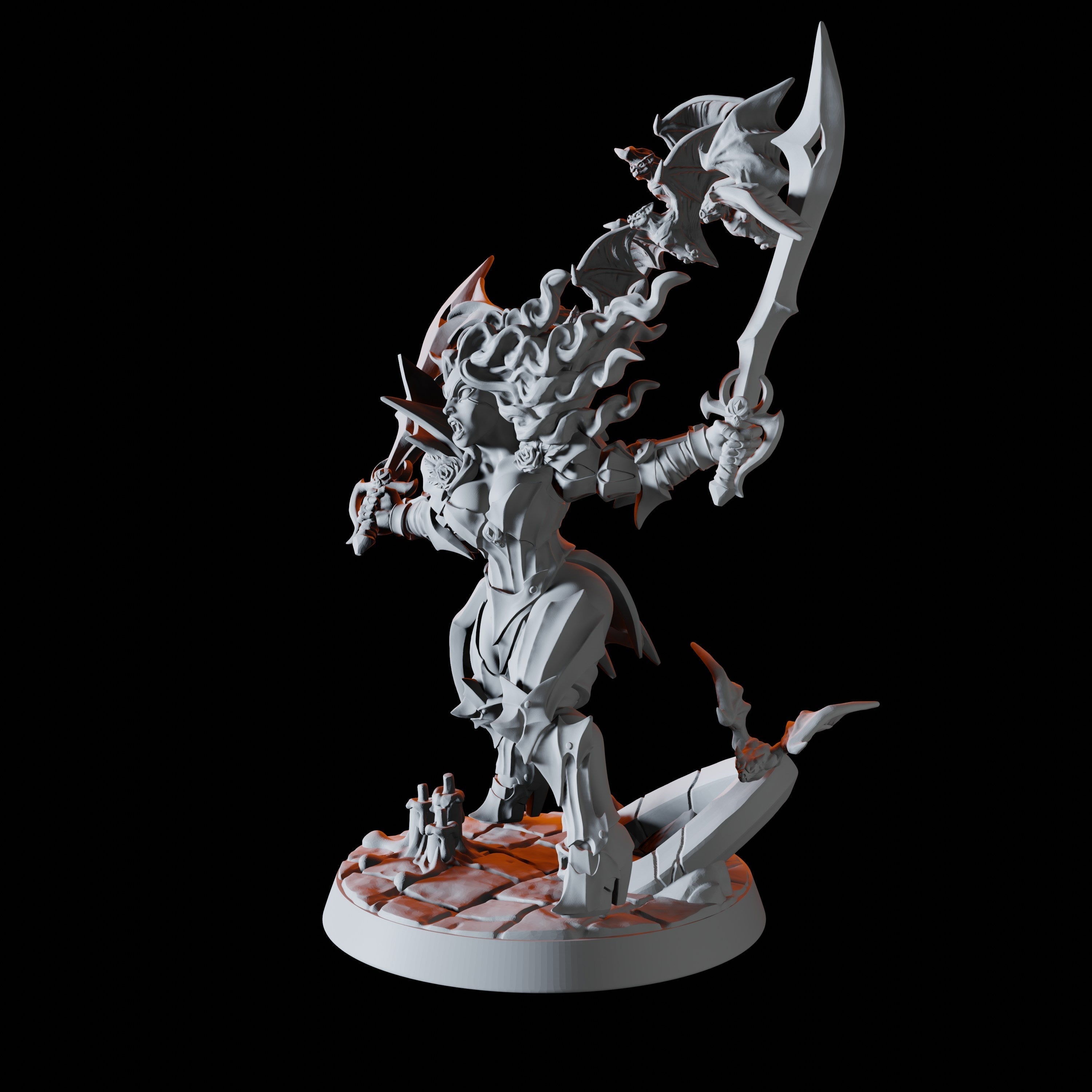 Female Master Vampire Warrior Miniature for Dungeons and Dragons - Myth Forged