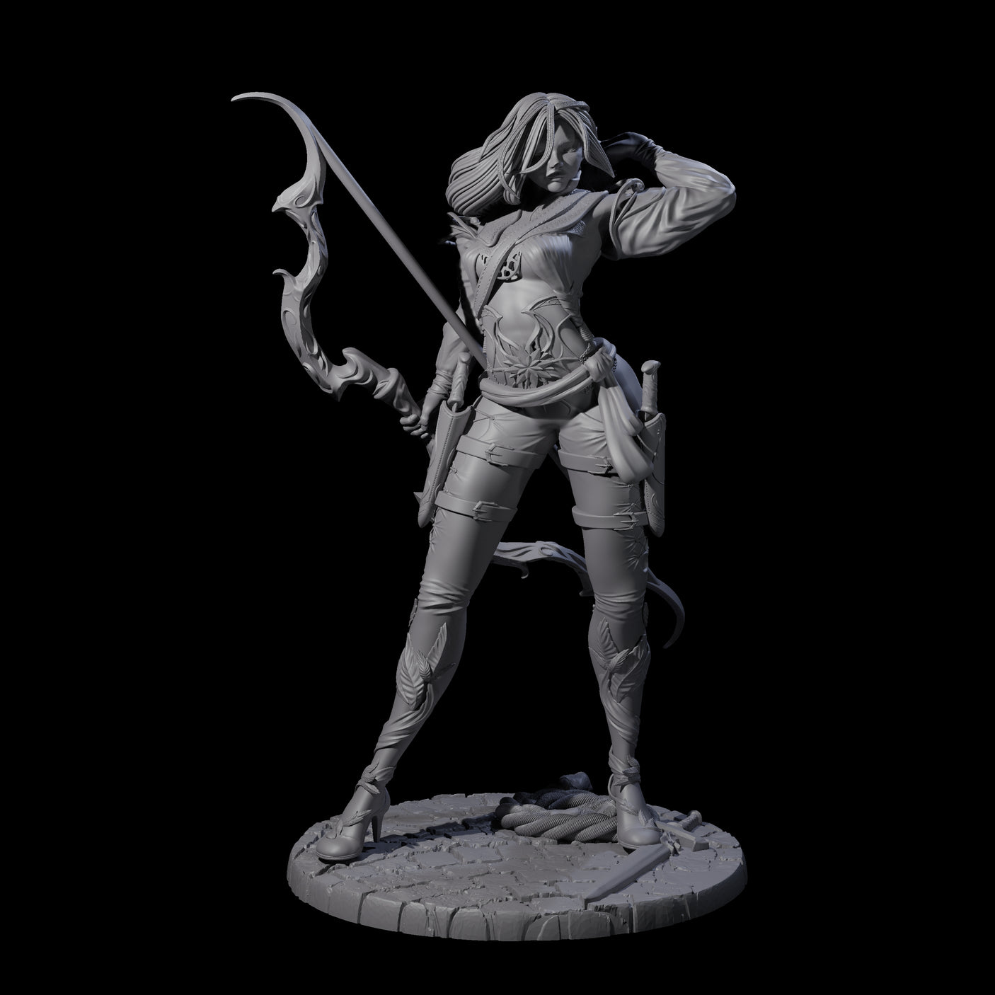 Fenn - Drawing Archer Miniature for Dungeons and Dragons, Pathfinder or other TTRPGs
