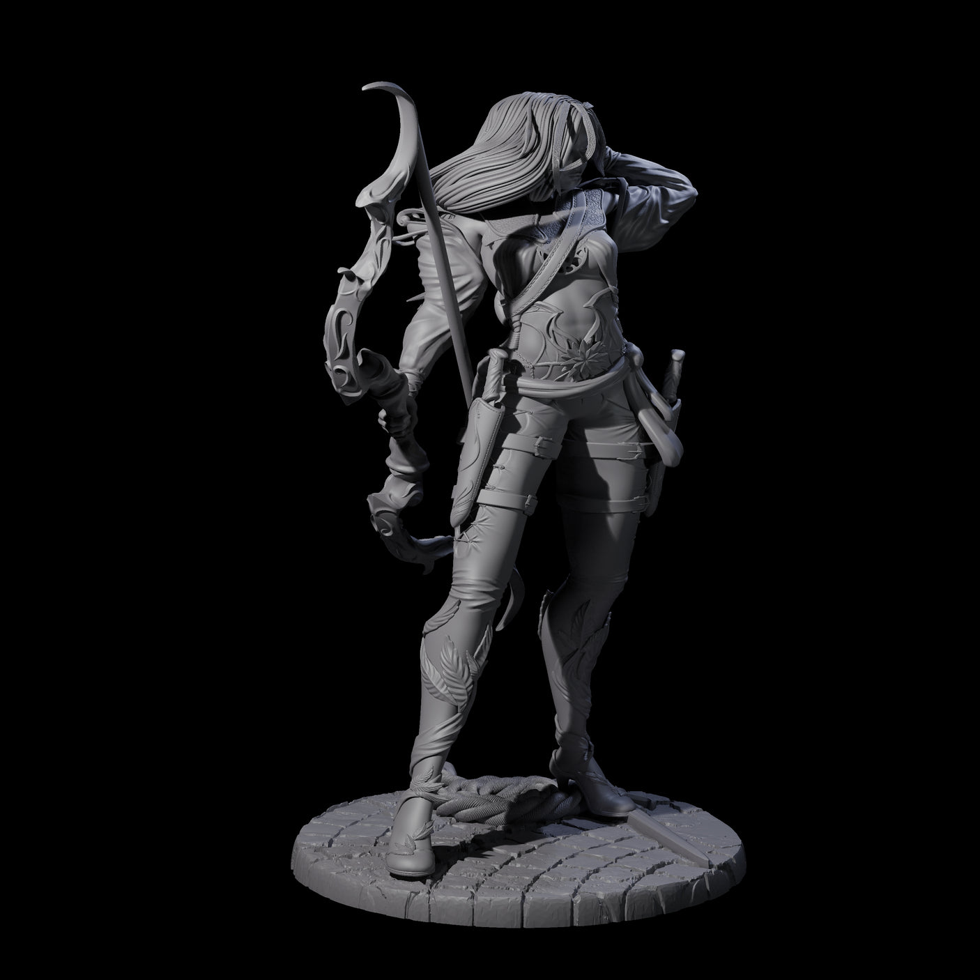 Fenn - Drawing Archer Miniature for Dungeons and Dragons, Pathfinder or other TTRPGs