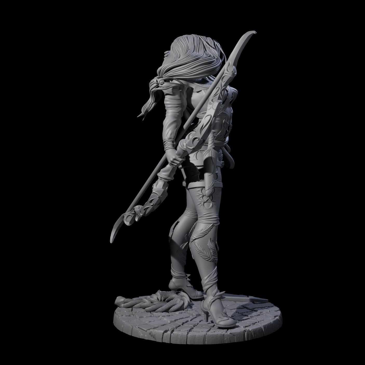 Fenn - Drawing Archer Miniature for Dungeons and Dragons, Pathfinder or other TTRPGs