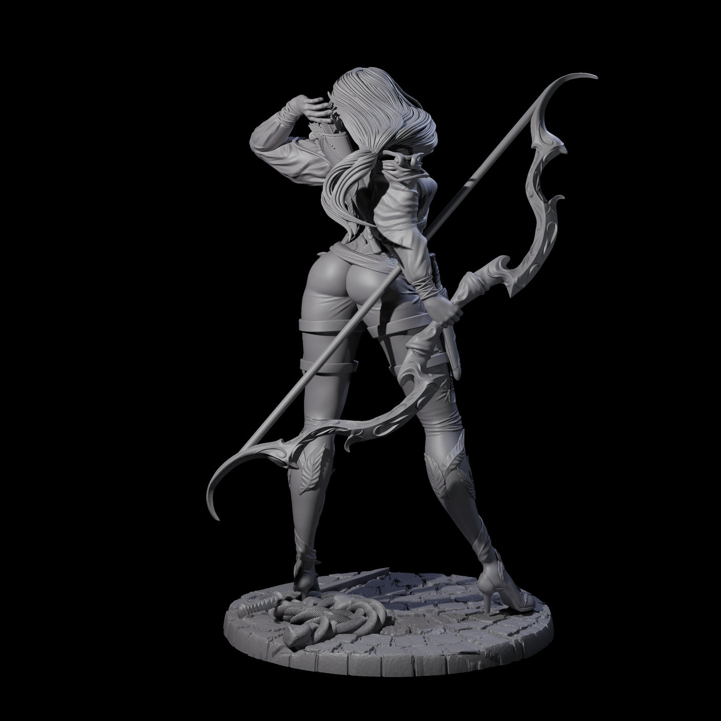 Fenn - Drawing Archer Miniature for Dungeons and Dragons, Pathfinder or other TTRPGs