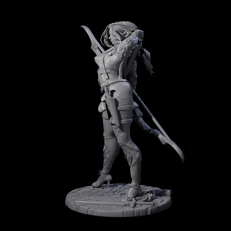 Fenn - Drawing Archer Miniature for Dungeons and Dragons, Pathfinder or other TTRPGs
