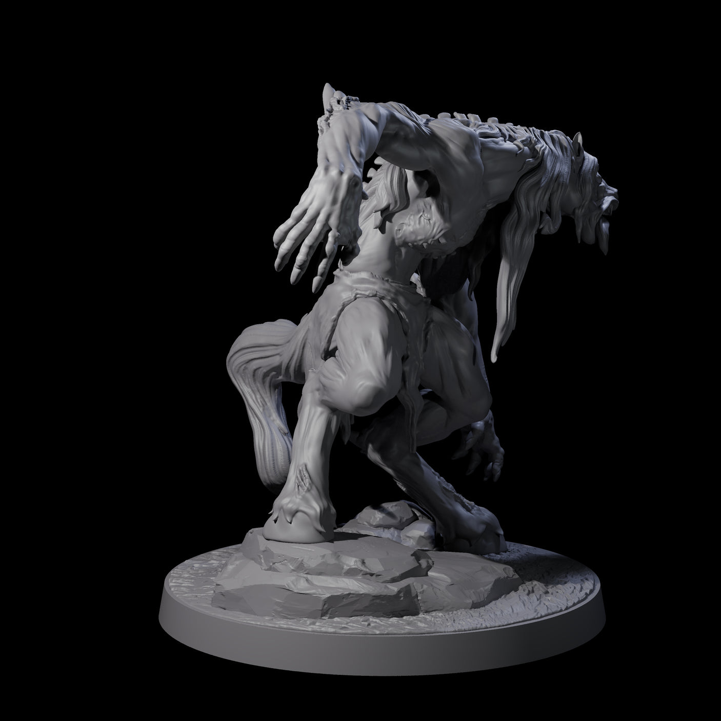 Feral Horse Troll Miniature for Dungeons and Dragons, Pathfinder or other TTRPGs