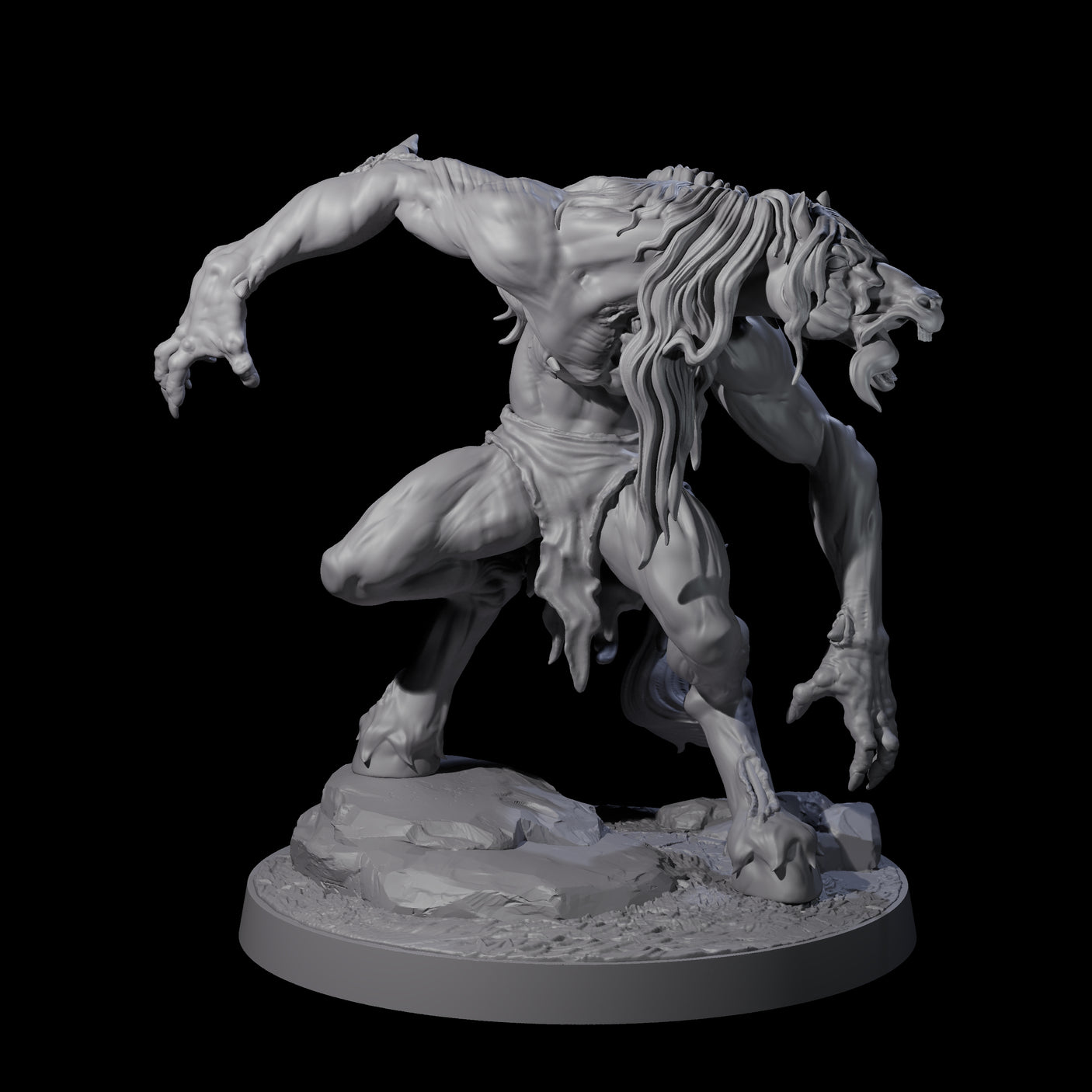 Feral Horse Troll Miniature for Dungeons and Dragons, Pathfinder or other TTRPGs
