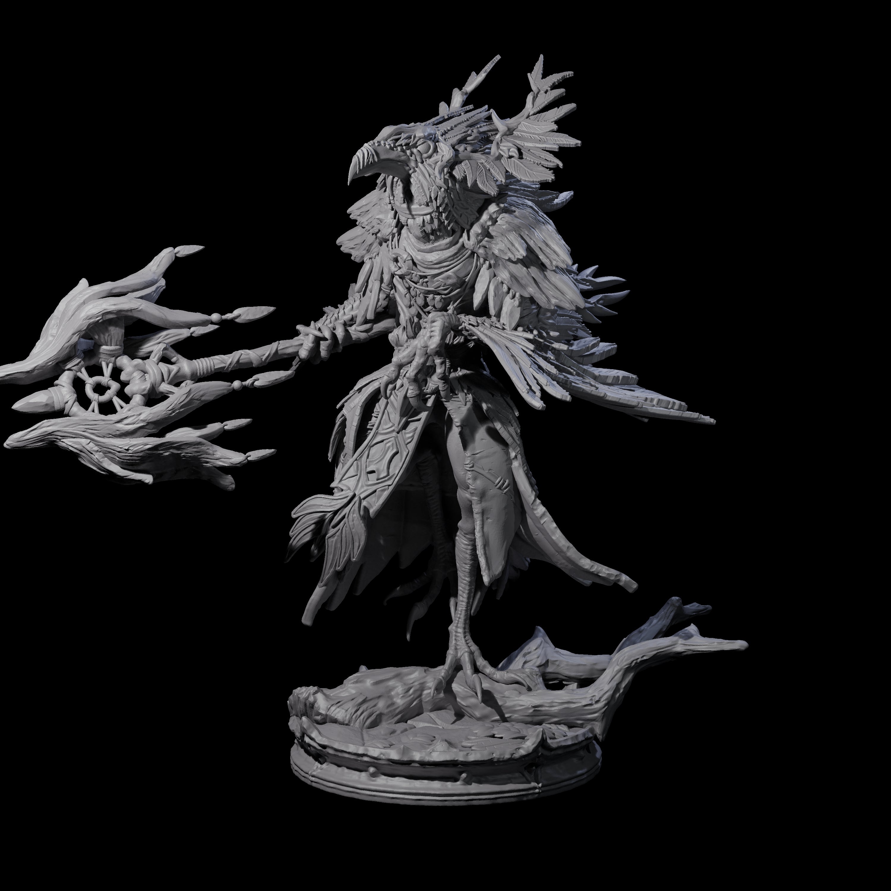 Feral Raven Druid A Miniature for Dungeons and Dragons, Pathfinder or other TTRPGs