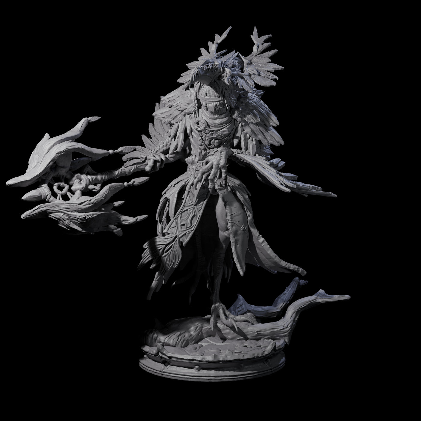 Feral Raven Druid A Miniature for Dungeons and Dragons, Pathfinder or other TTRPGs