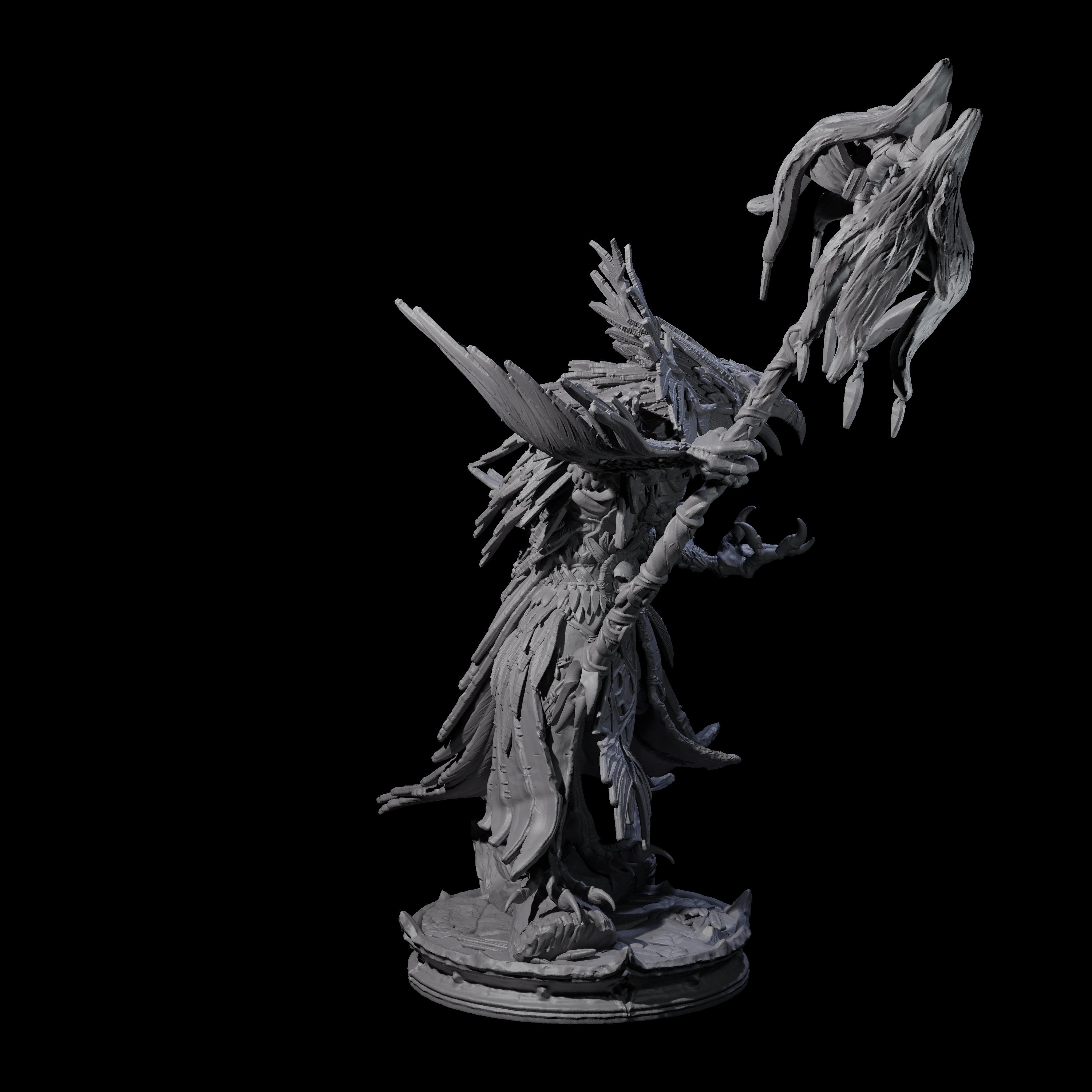 Feral Raven Druid B Miniature for Dungeons and Dragons, Pathfinder or other TTRPGs