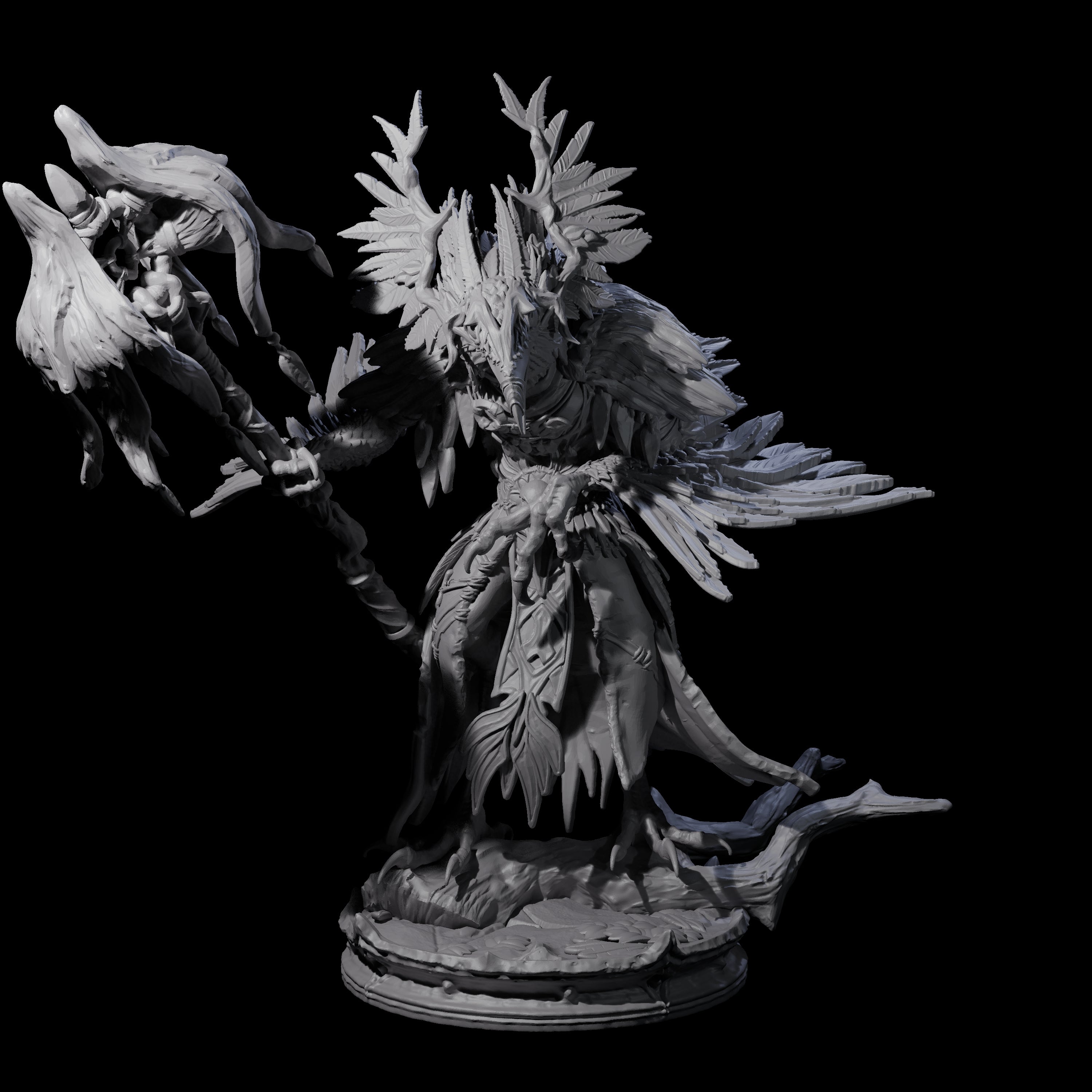 Feral Raven Druid C Miniature for Dungeons and Dragons, Pathfinder or other TTRPGs