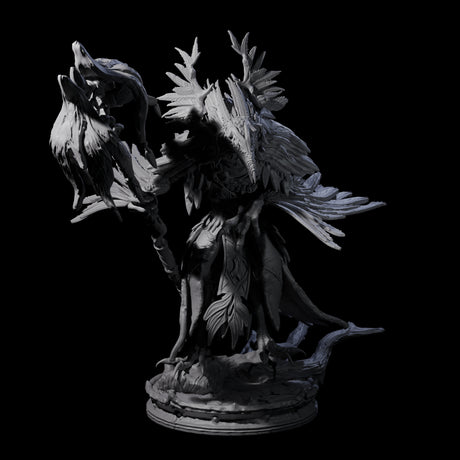 Feral Raven Druid C Miniature for Dungeons and Dragons, Pathfinder or other TTRPGs