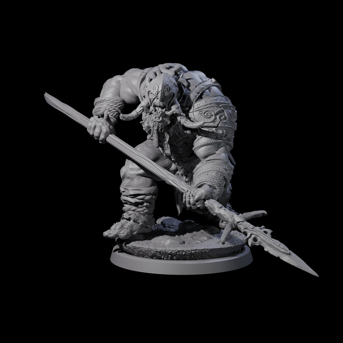 Fierce Cave Ogre D Miniature for Dungeons and Dragons, Pathfinder or other TTRPGs
