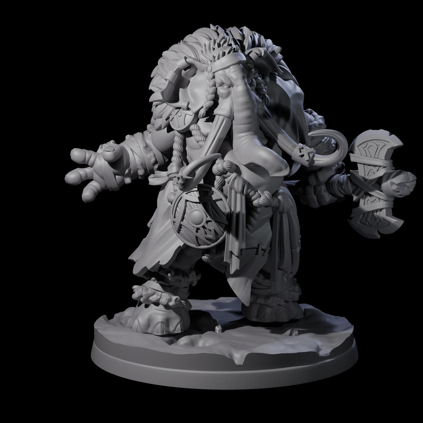 Fierce Loxodon Viking Miniature for Dungeons and Dragons, Pathfinder or other TTRPGs